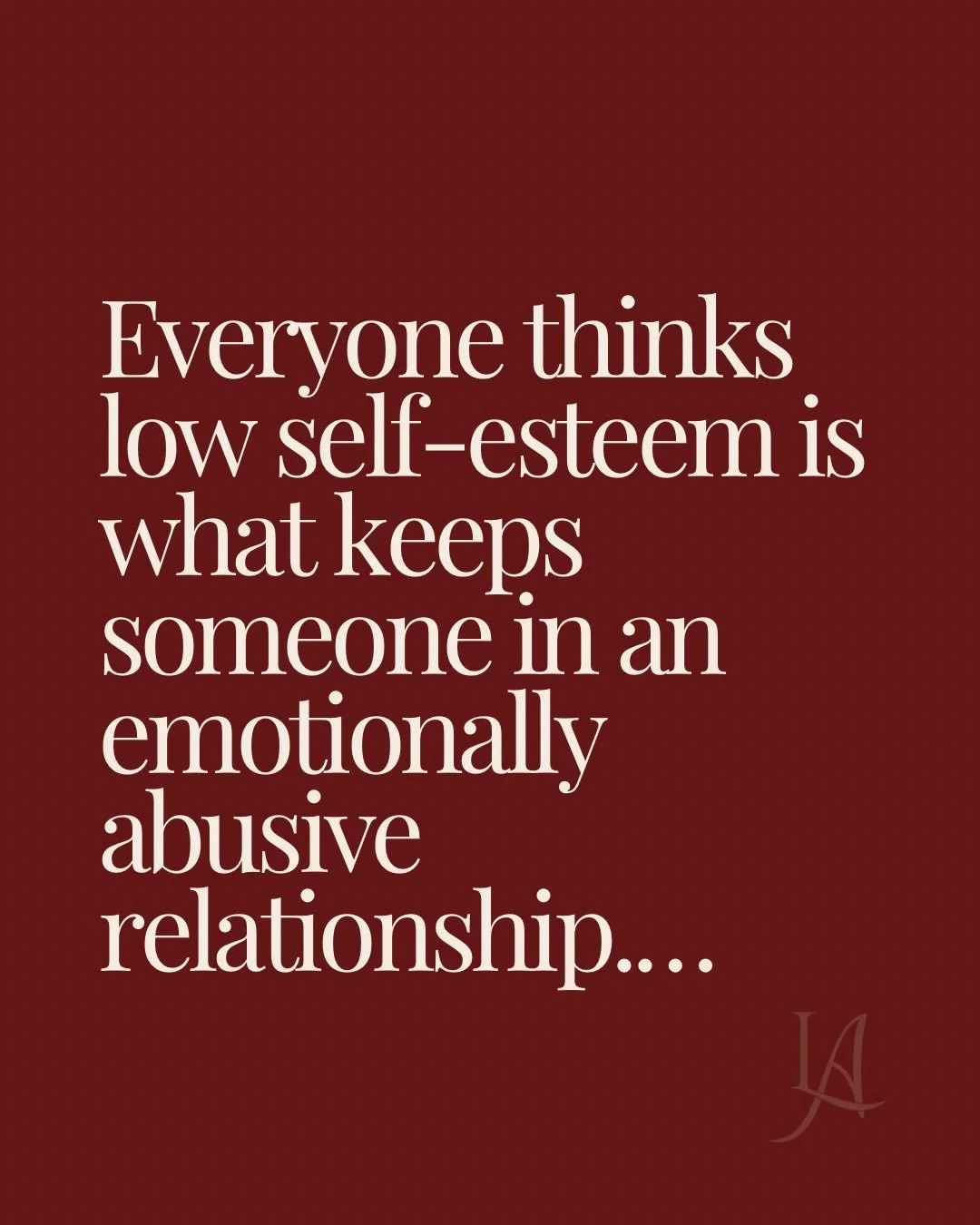People often assume low self-esteem is the reason someone stays in an emotionally abusive relationship.

But attachment and empathy are often part of it too.

Healing and breaking free is not just rebuilding self-worth &mdash; it&rsquo;s grieving, un