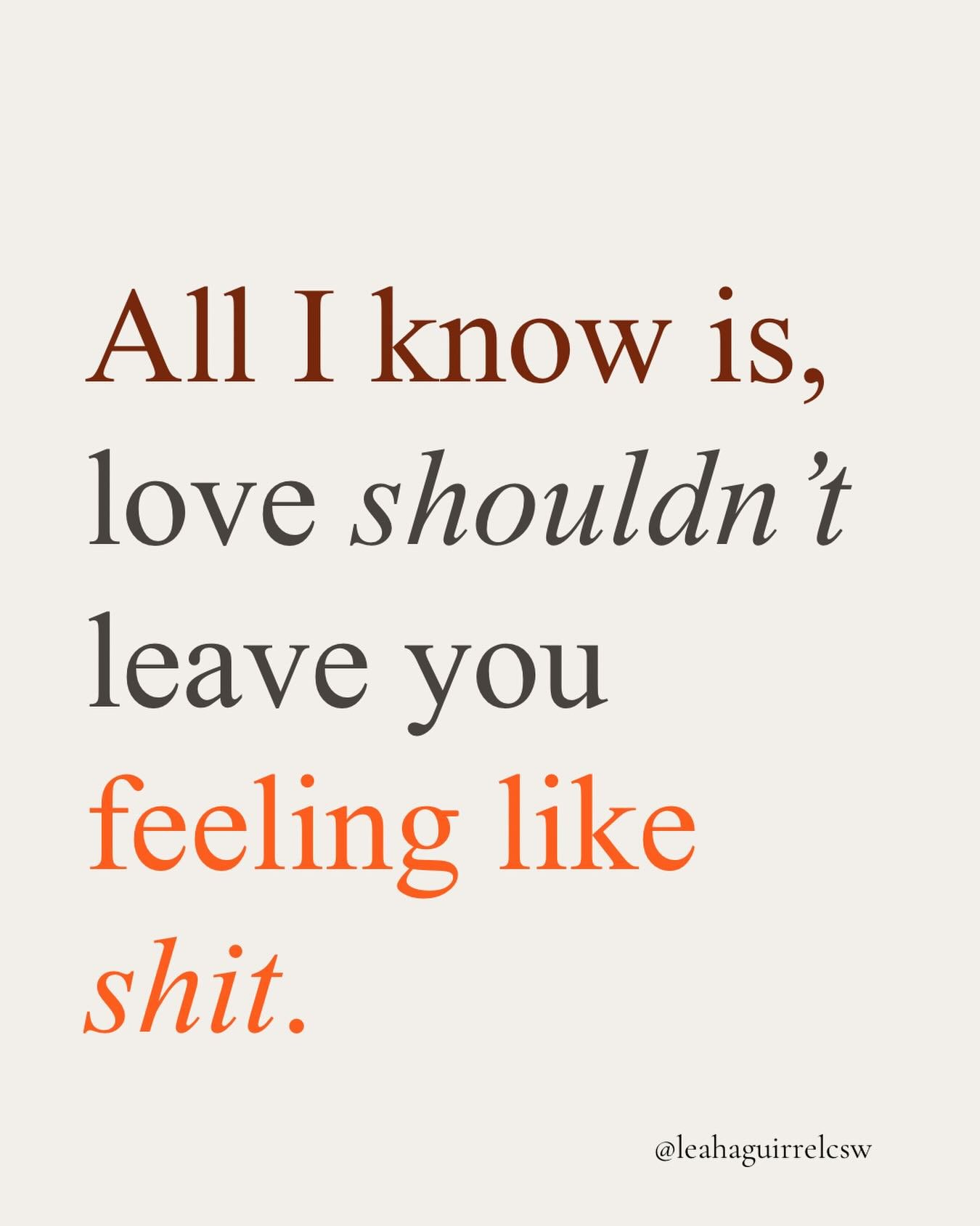 If being with someone makes you feel worse about yourself&hellip; that&rsquo;s information 😏😏

Yes, relationships can be hard. There can be conflict. 

But if you are always feeling small, less than, anxious, not enough or unsafe to be yourself. Th