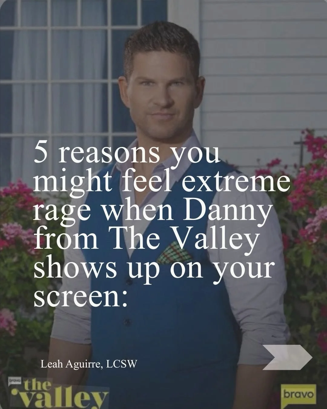 Why does Danny from The Valley enrage us?

I have a few ideas&hellip;😏

➊ He hides behind religion and &ldquo;family values.&rdquo;

➋ He isolates and controls his wife.

➌ His inappropriate behavior toward women&mdash;including unwanted touching&md