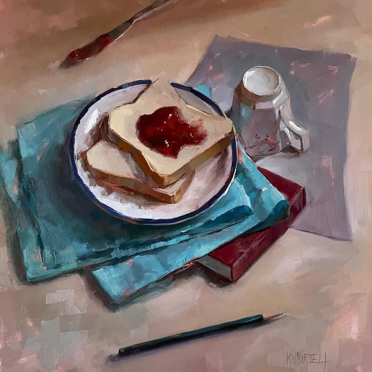 &ldquo;I&rsquo;m such a hoe for jam and toast&rdquo; - my sister when I asked her if she liked this one 😂
.
&ldquo;The Alchemist&rsquo;s Breakfast&rdquo;
50x50cm - oil on canvas 
.
Have a super weekend 🙌
.
.
.
.
.
.
.
#stilllife #allaprima #stillli