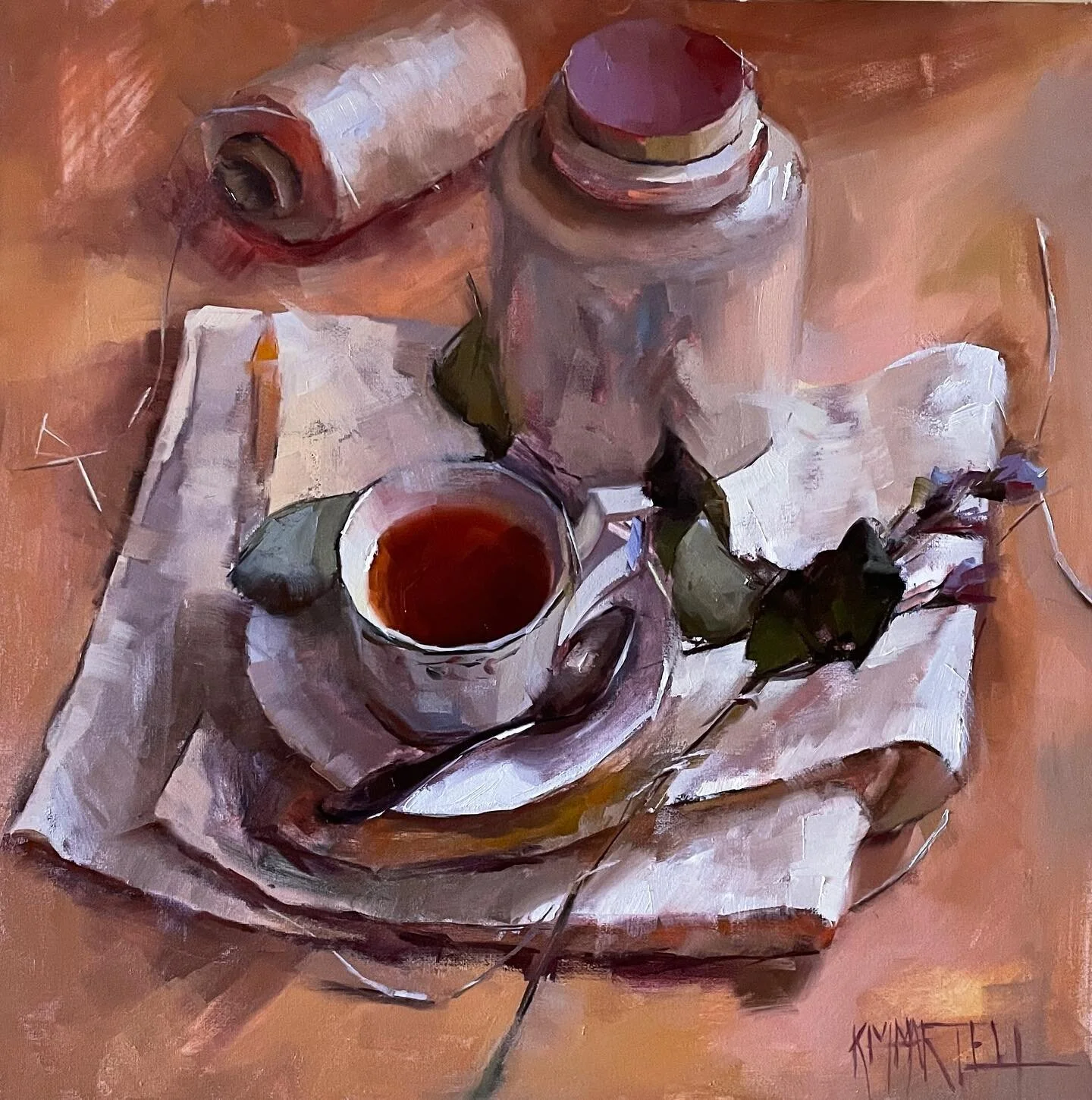 Day 3 #stradaeasel - the large mustard pot another contribution from my aunt who found it in a thrift store in France, hoping it becomes a staple ⭐️
.
&ldquo;I Love You in the Morning&rdquo;
40x40cm - oil on canvas 
.
.
.
.
.
.
.
.
.
#stilllife #alla