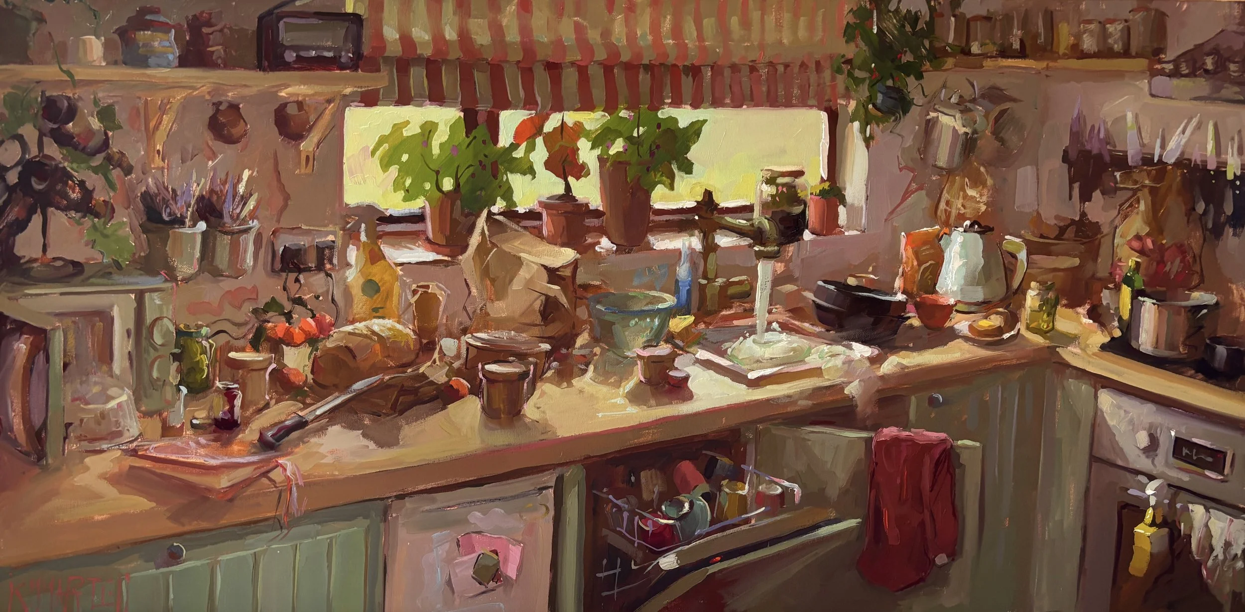 "Saturdays" - 30x90cm - oil on canvas - £1,750 - Peter Barker Fine Art (UK) - Worldwide Shipping