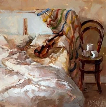 "Song of the Morning" - 40x40cm - oil on canvas - £925 - Art & Horse Gallery - As exhibited in the Society of Women Artists 2026 Exhibition