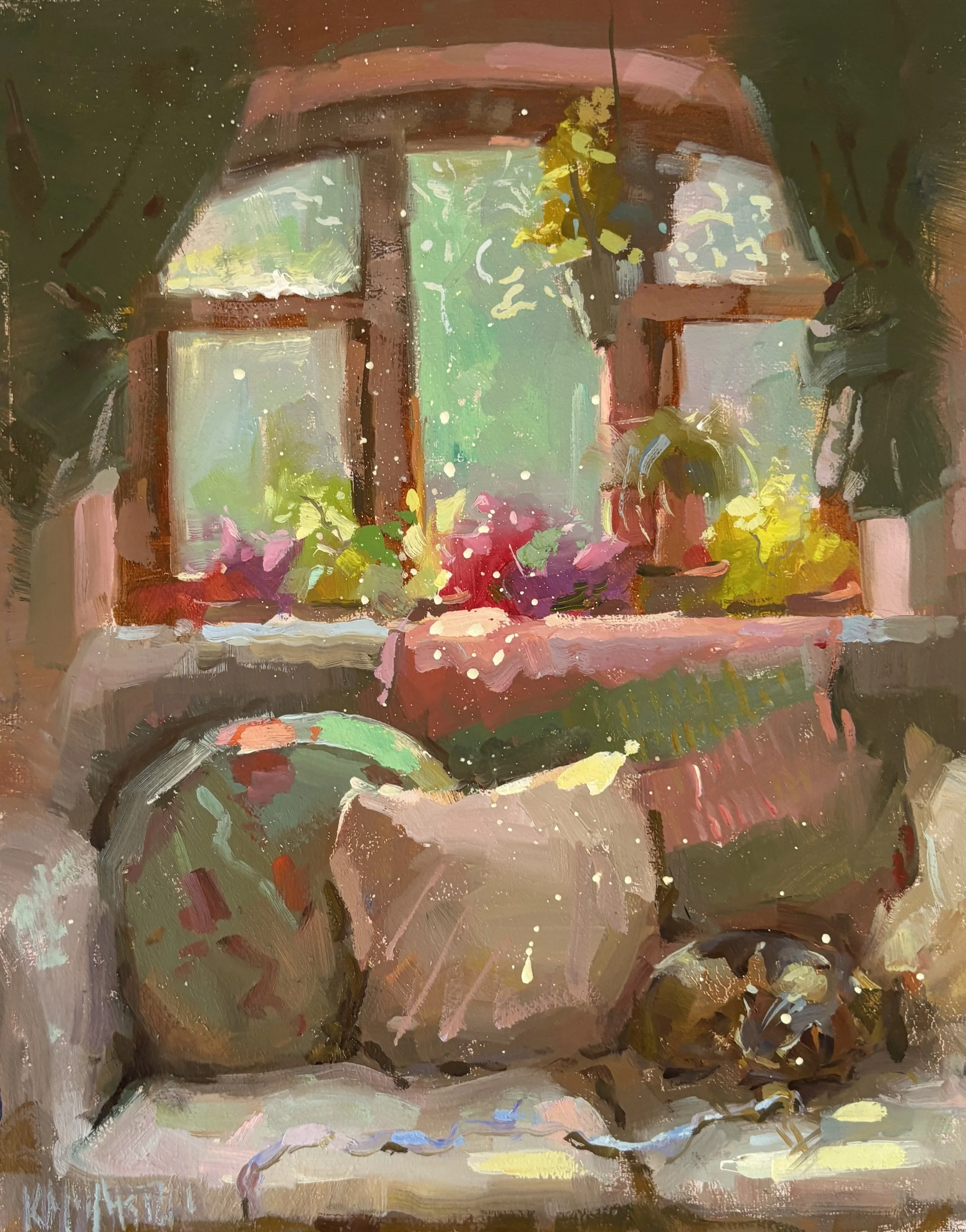"Morning Snooze" - 20x25cm - oil on canvas - £550 - Peter Barker Fine Art - Worldwide Shipping