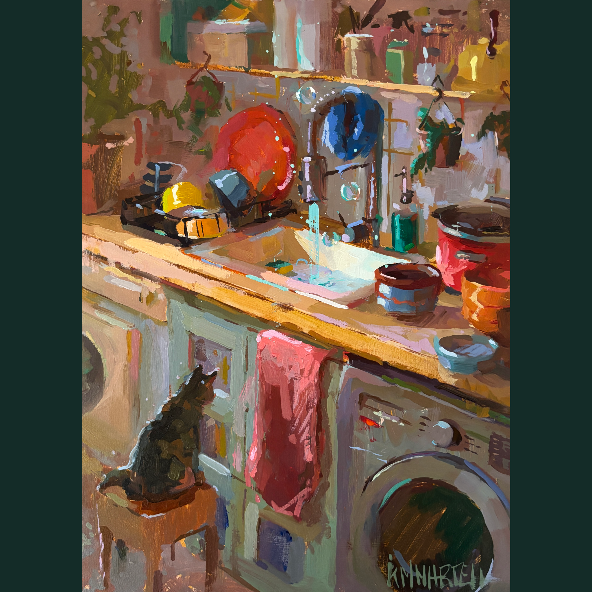 Limited edition signed print of "Dallas does the dishes"