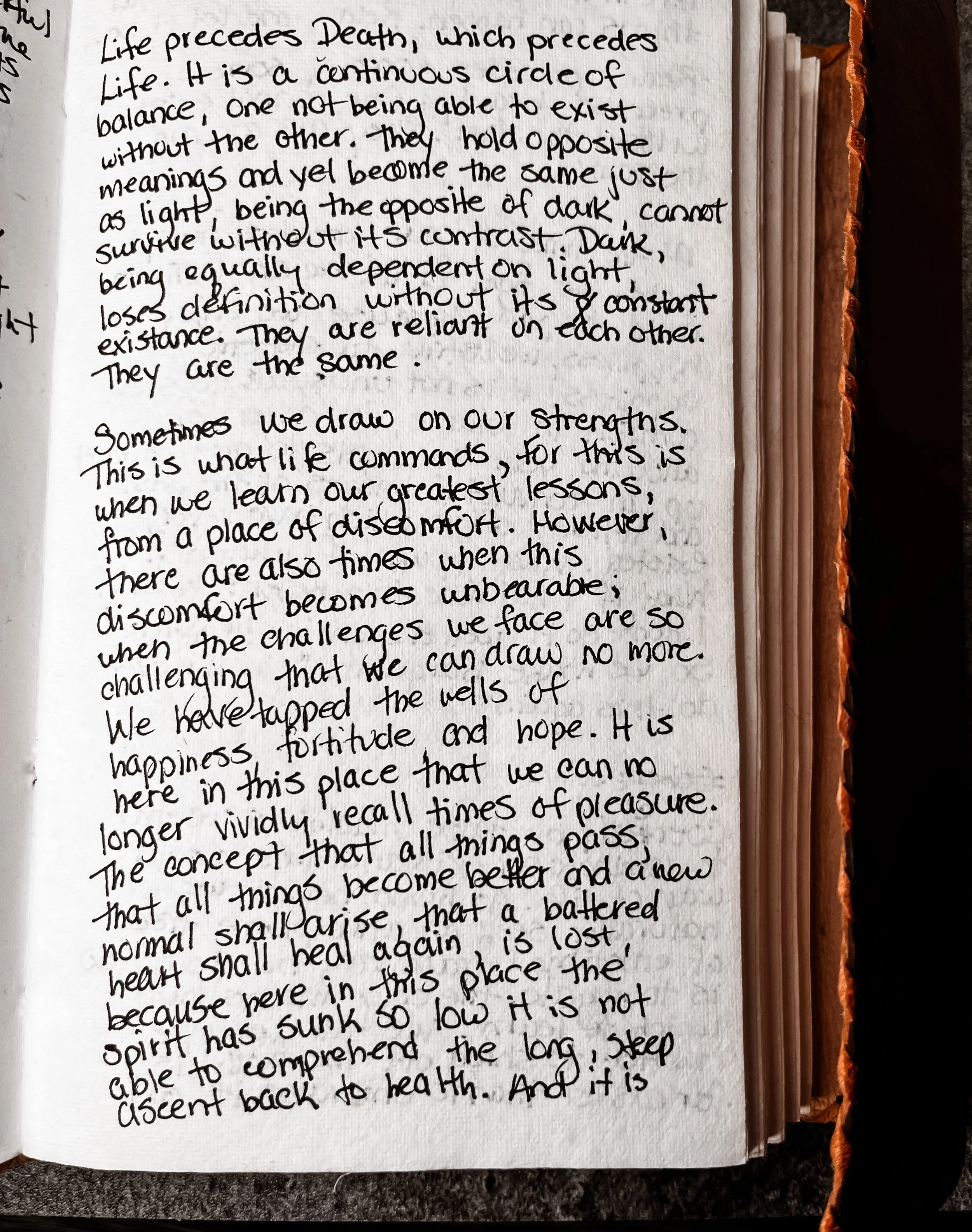 Handwritten journal page from Melissa Lynn Sharp's 2010 journals discussing how to accept life's greatest lessons.