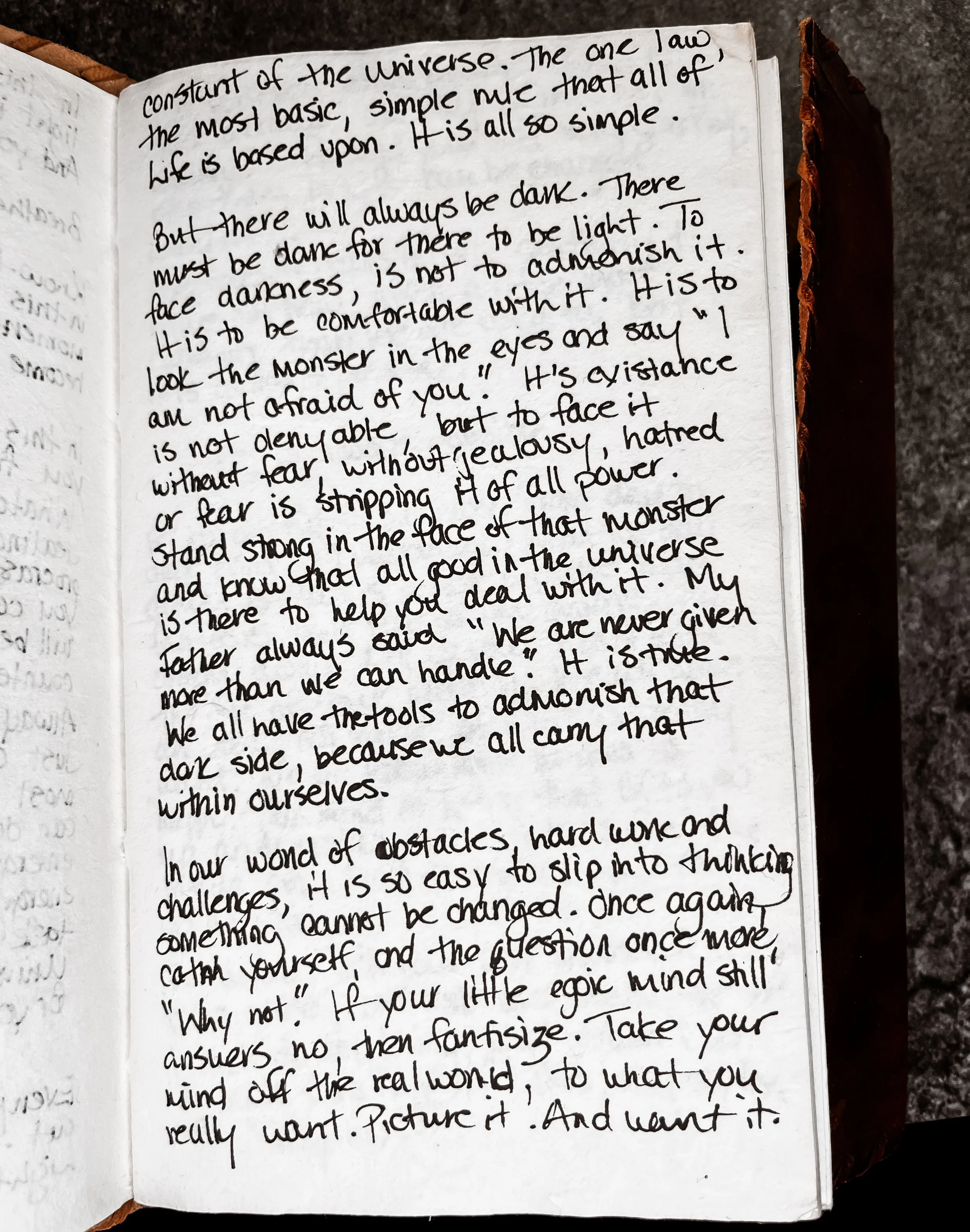 Handwritten journal page from Melissa Lynn Sharp's 2009 journals discussing difficult emotions.