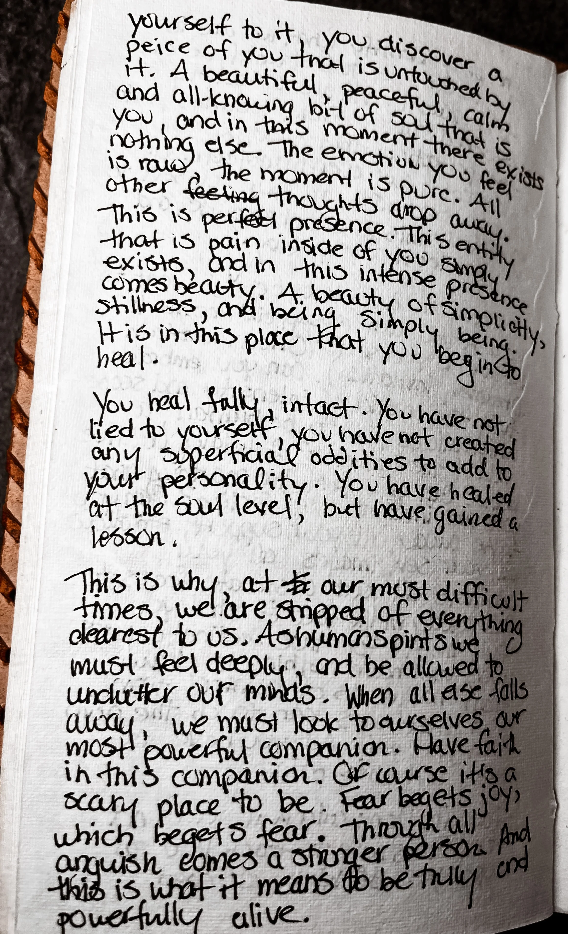 Handwritten journal page from Melissa Lynn Sharp's 2010 journals discussing emotional healing.