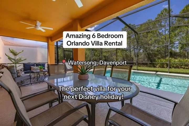 Villa Reference; 1008WS
&nbsp;
Location - Watersong Resort
Bedrooms 6
Sleeps 12
Bathrooms 4.5 (2 En-Suite)
&nbsp;
⭐️ Private pool &amp; spa with Conservation view and covered shaded lanai area 
⭐️ Modern, thoughtful interiors 
⭐️ Games Room with pool