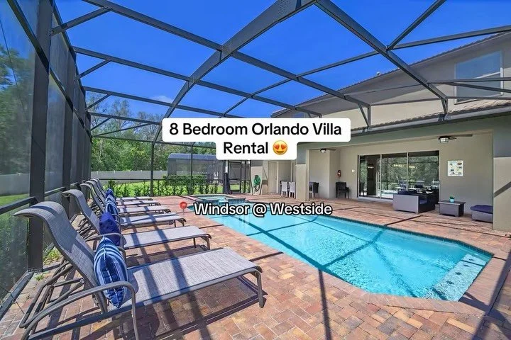 VILLA REF - 650WR

📍Windsor at Westside, Kissimmee 
🛌 8 Bedrooms / Sleeps 16
🛁 5 Bathrooms / 4 En-Suite 

⭐️ A very stylish, contemporary 8 bedroom, 4,034 sq. ft. villa 
⭐️ Complimentary amenities including a clubhouse, lake, waterslide, lazy rive