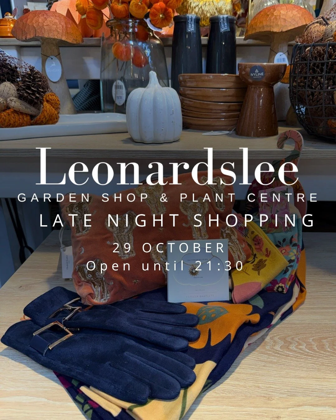 Join us this Wednesday, 29th October, as the Leonardslee Garden Shop & Plant Centre stays open late to welcome you in for early Christmas gift shopping and the chance to sample our delicious estate grown @leonardsleefamilyvineyards English Sparkl