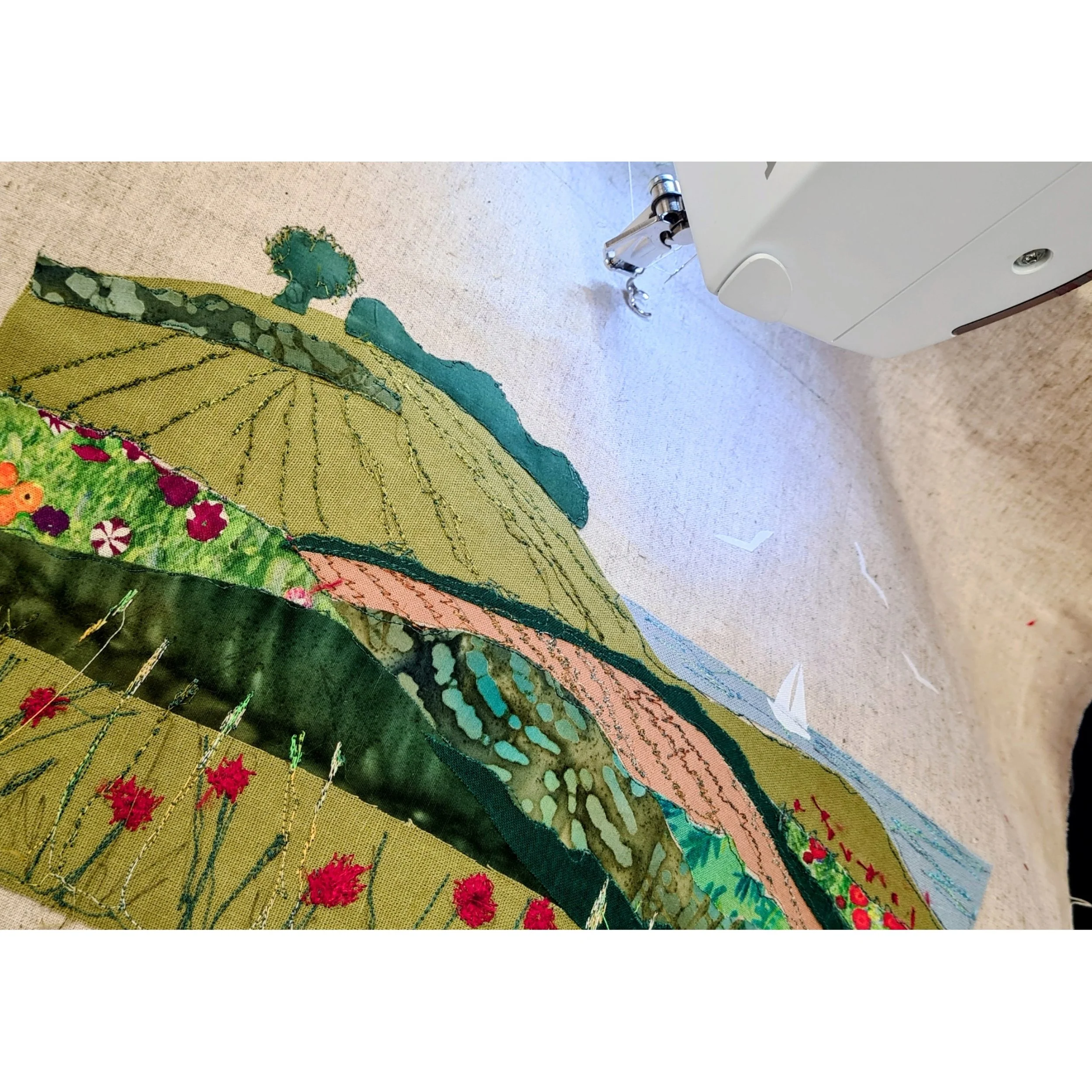 'Landscape’ Applique Freehand Machine Embroidery at Leonardslee Lakes &amp; Gardens 