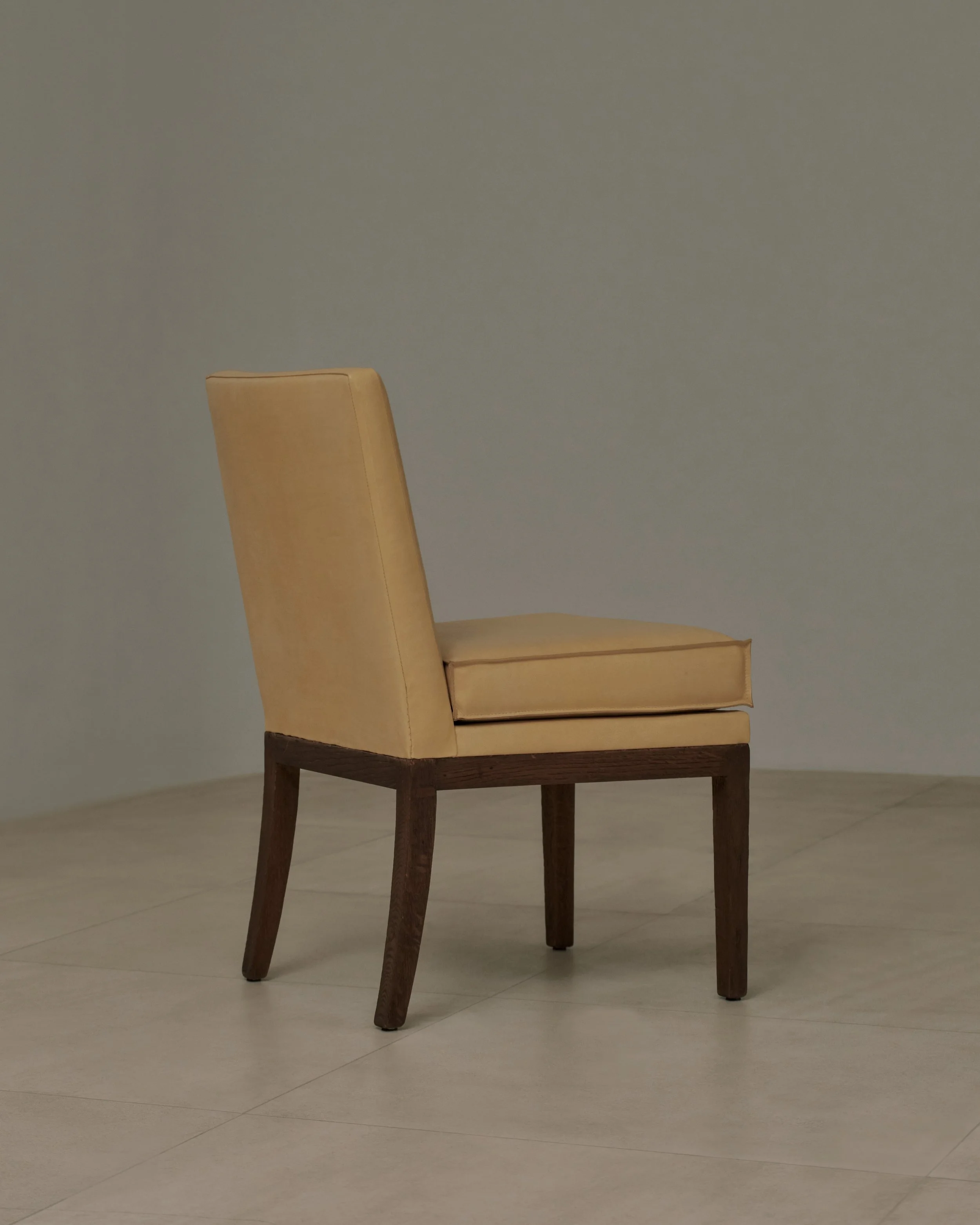 Jean-Michel Frank 'chauffeuse' chair in hand-sanded oak and leather, circa 1930