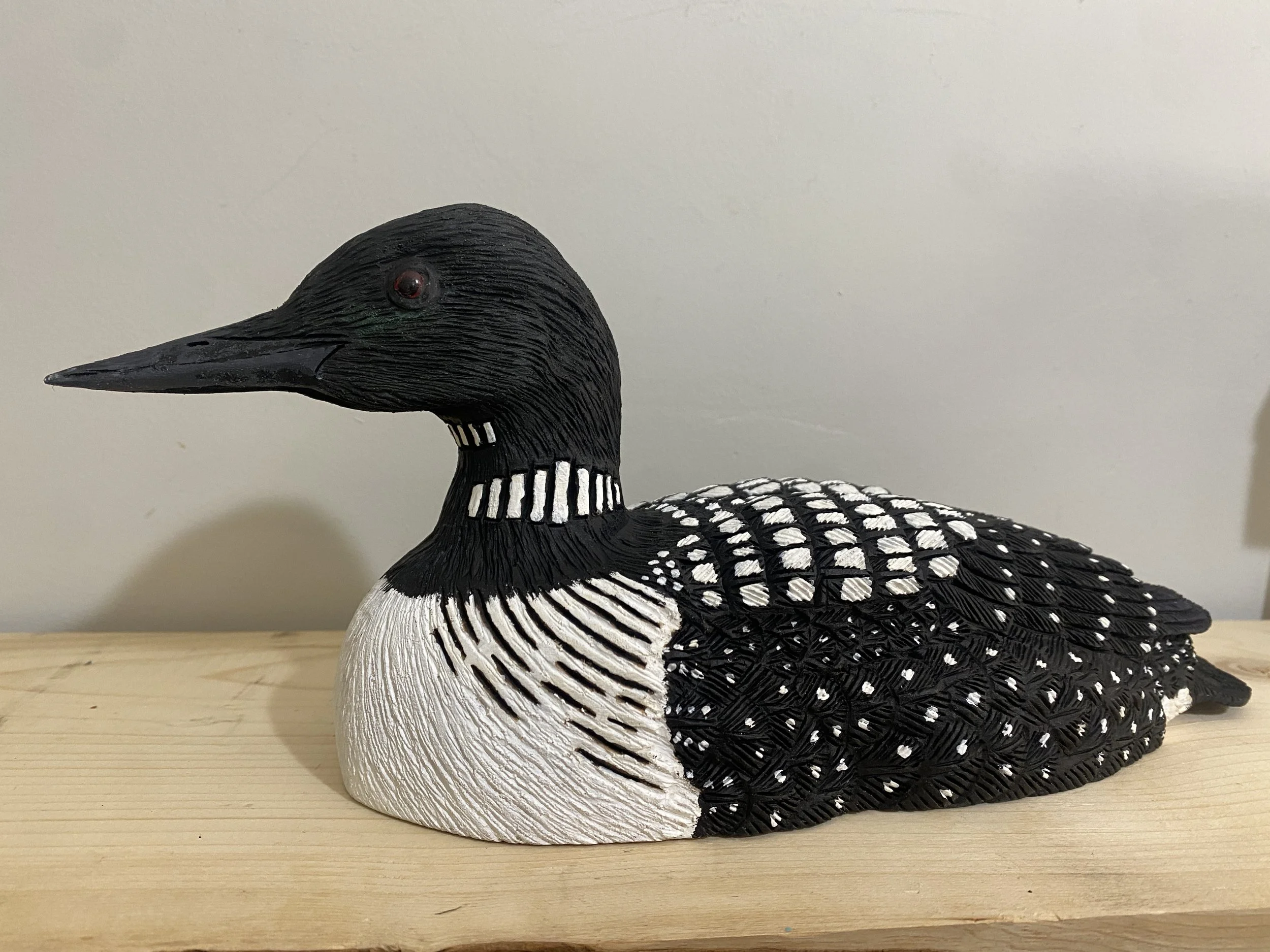 Loon carving 11" long $245