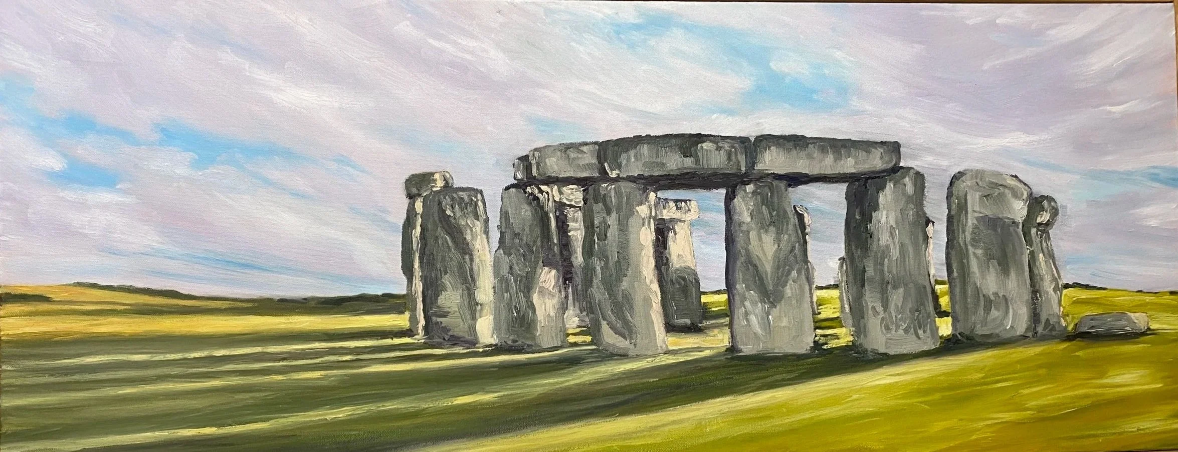 Stonehenge, oil on canvas. Oak Framed. 41.5"x17.5"
$850