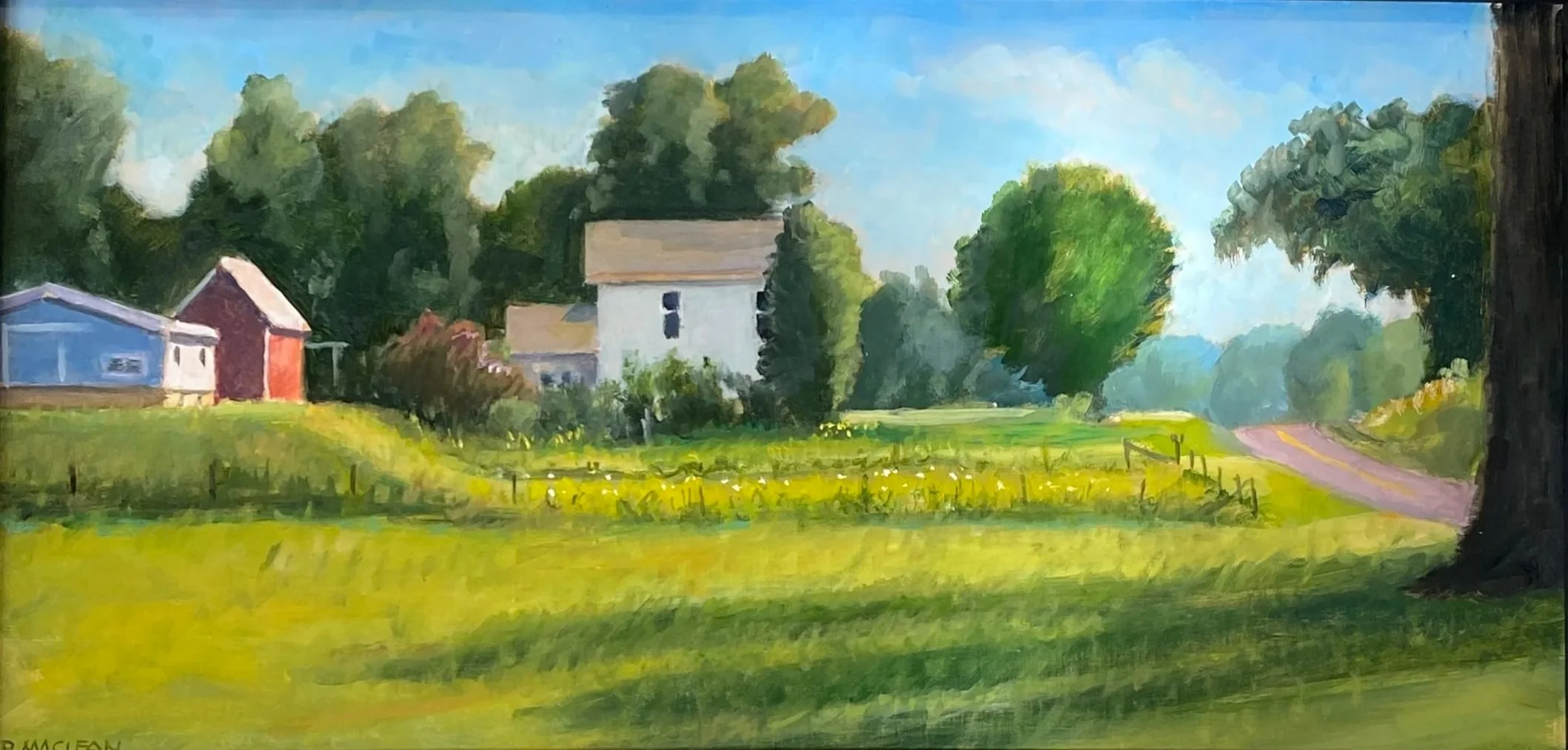 ted & Ilene's Farm oil on canvas 10x20" framed
$425