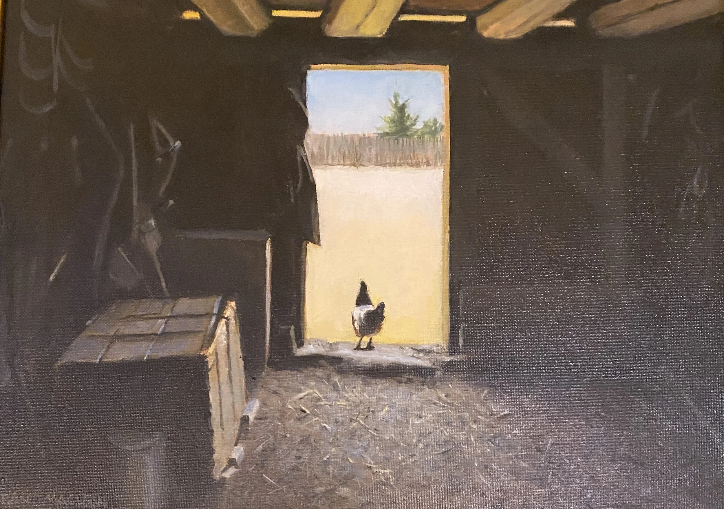 On the Threshold, oil on canvas framed 12"x16" $550