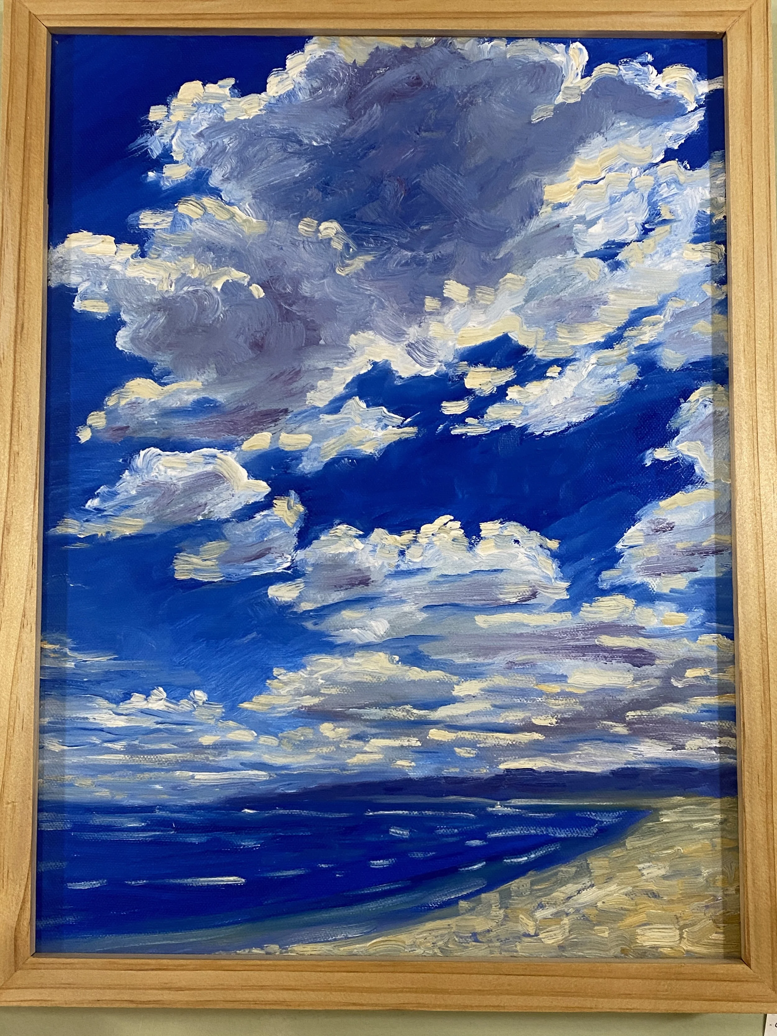 Clouds over Good Harbor Bay. oil on canvas, wood framed. 17"x13"
$292