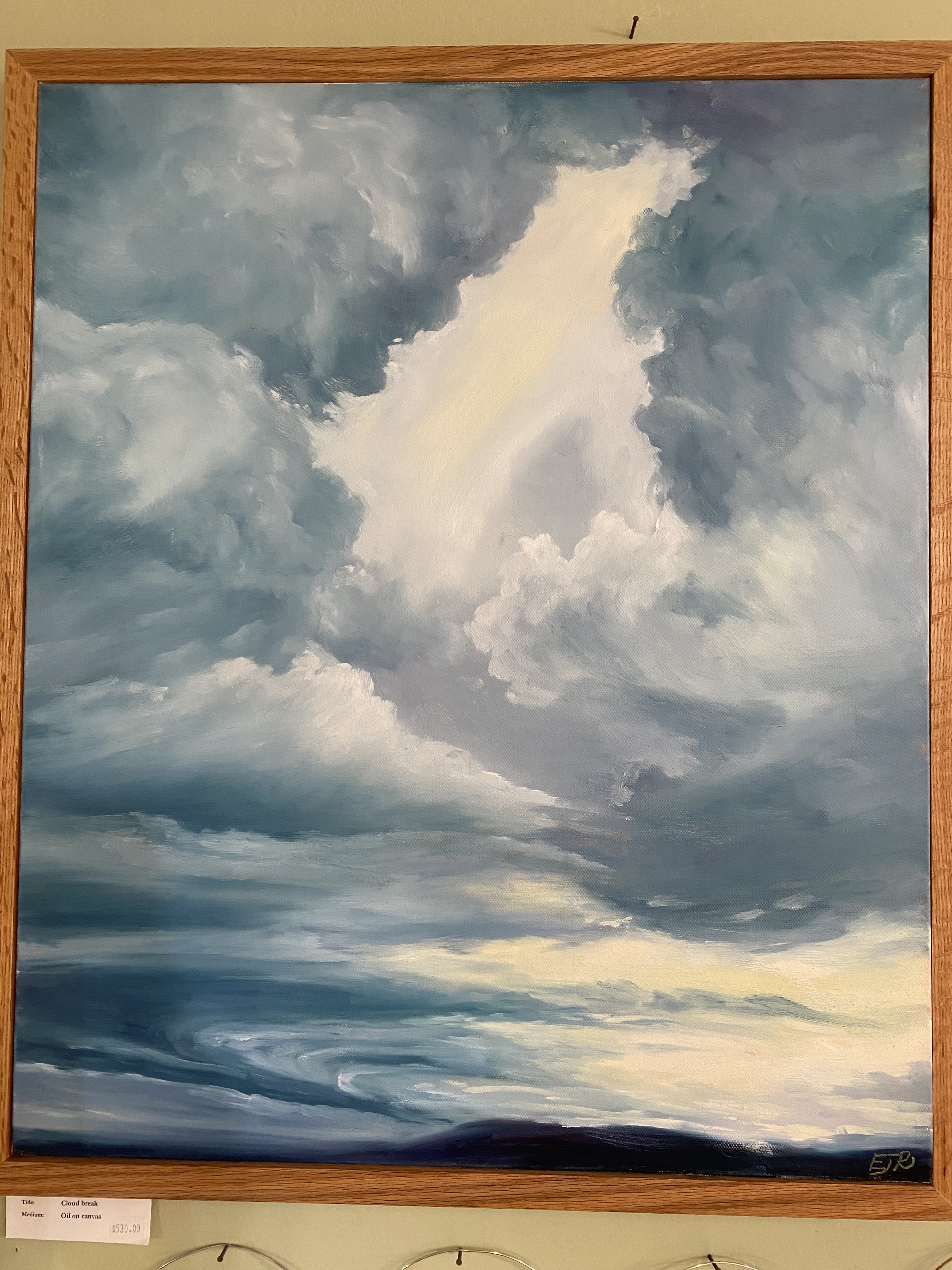 Cloud Break, Oil on canvas, oak framed. 21.5"x25.5"
$530