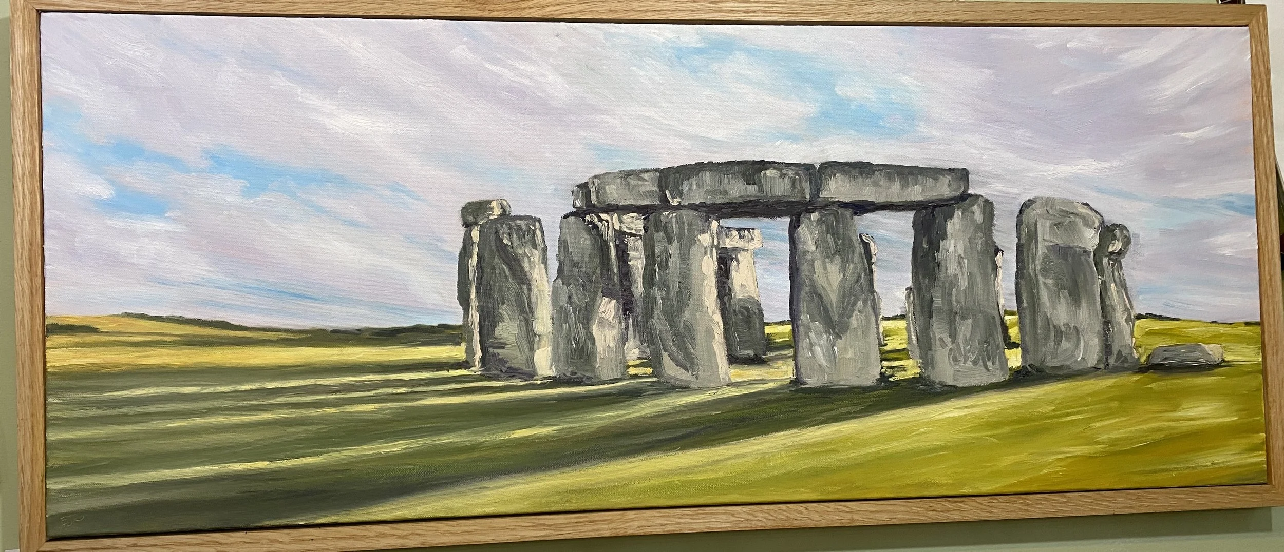 Stonehenge, oil on canvas. Oak Framed. 41.5"x17.5"
$850