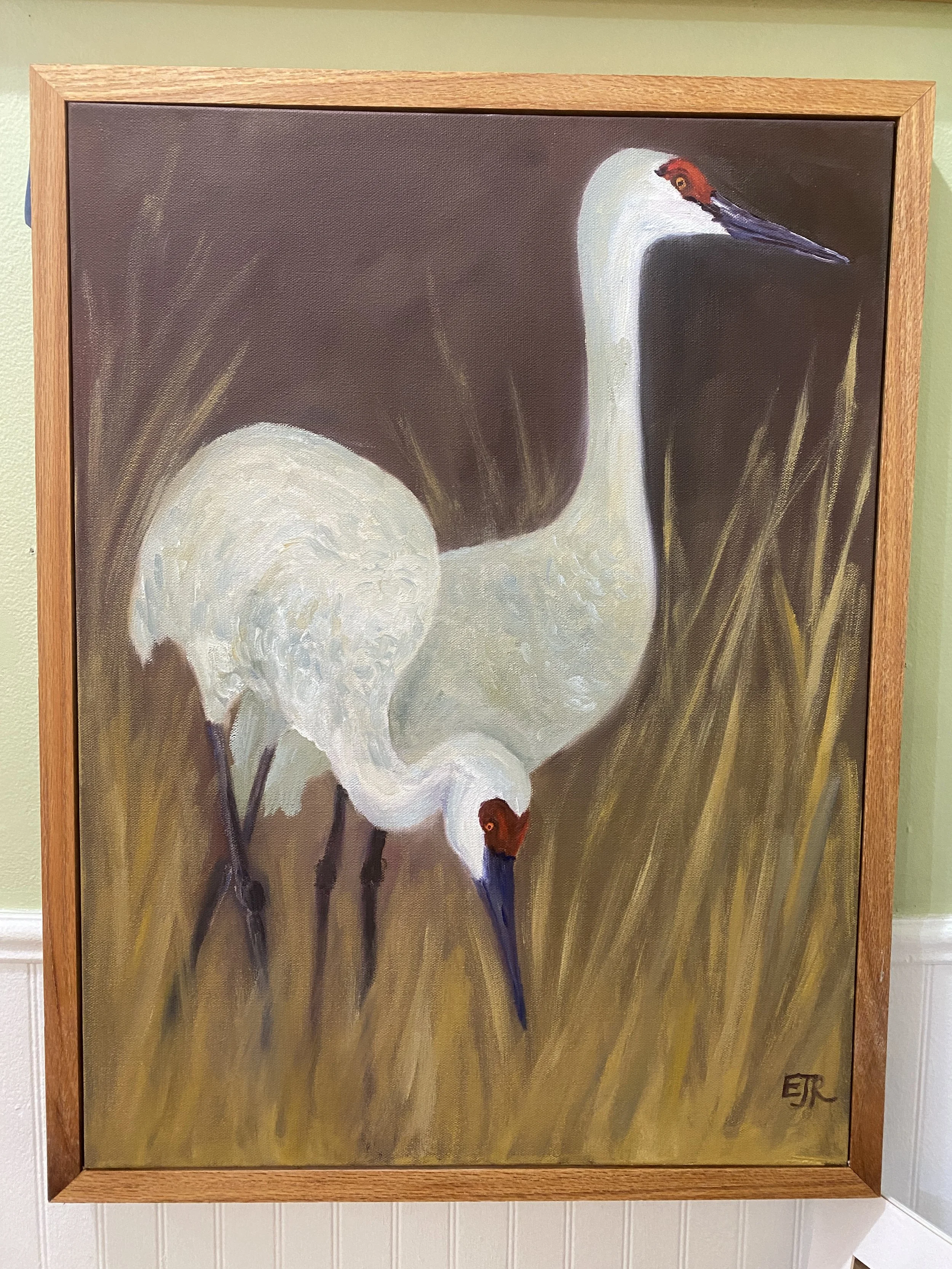 Sandhill Cranes, Oil on canvas, oak framed. 25.5"x19.5"
$