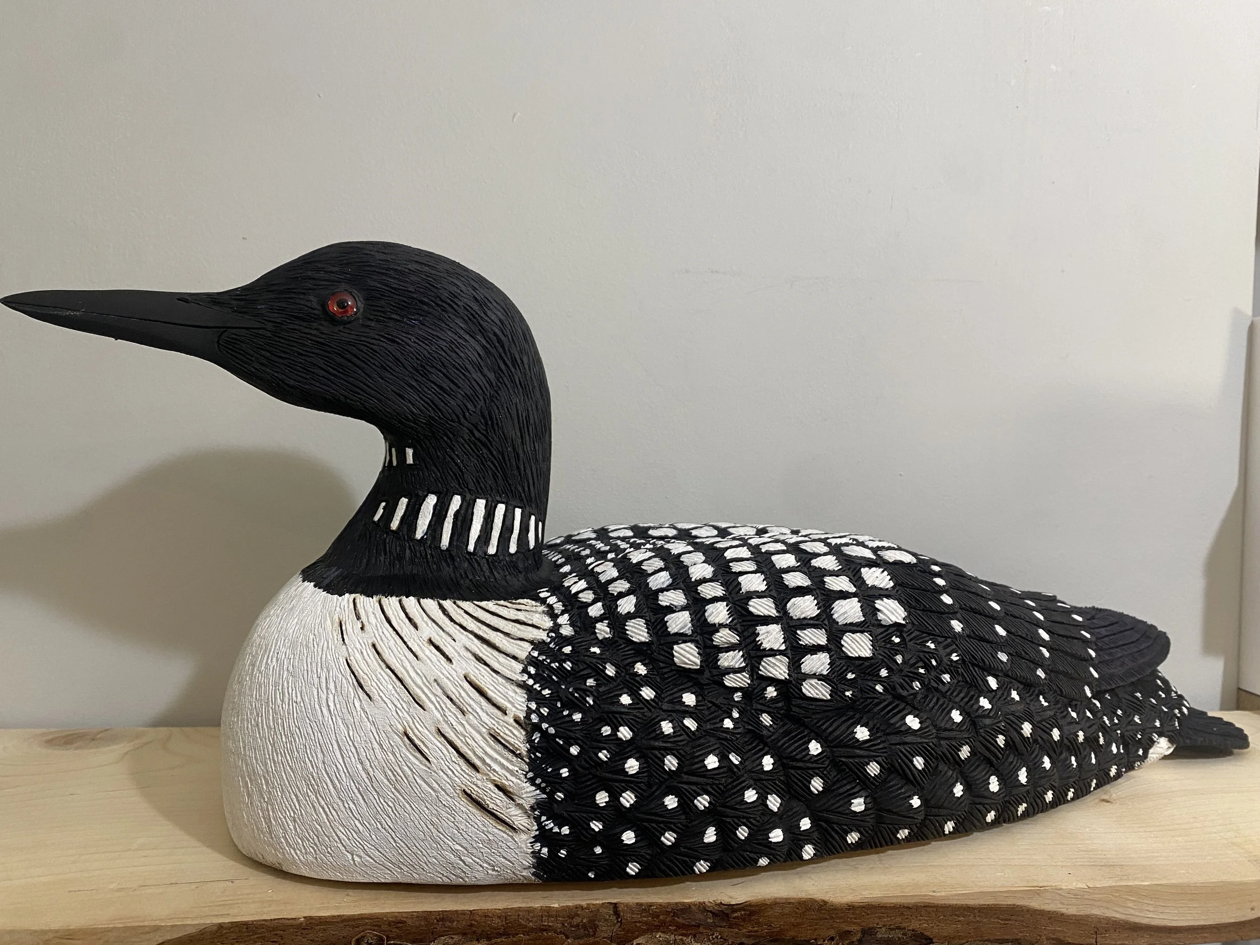 Loon carving 19" long $575