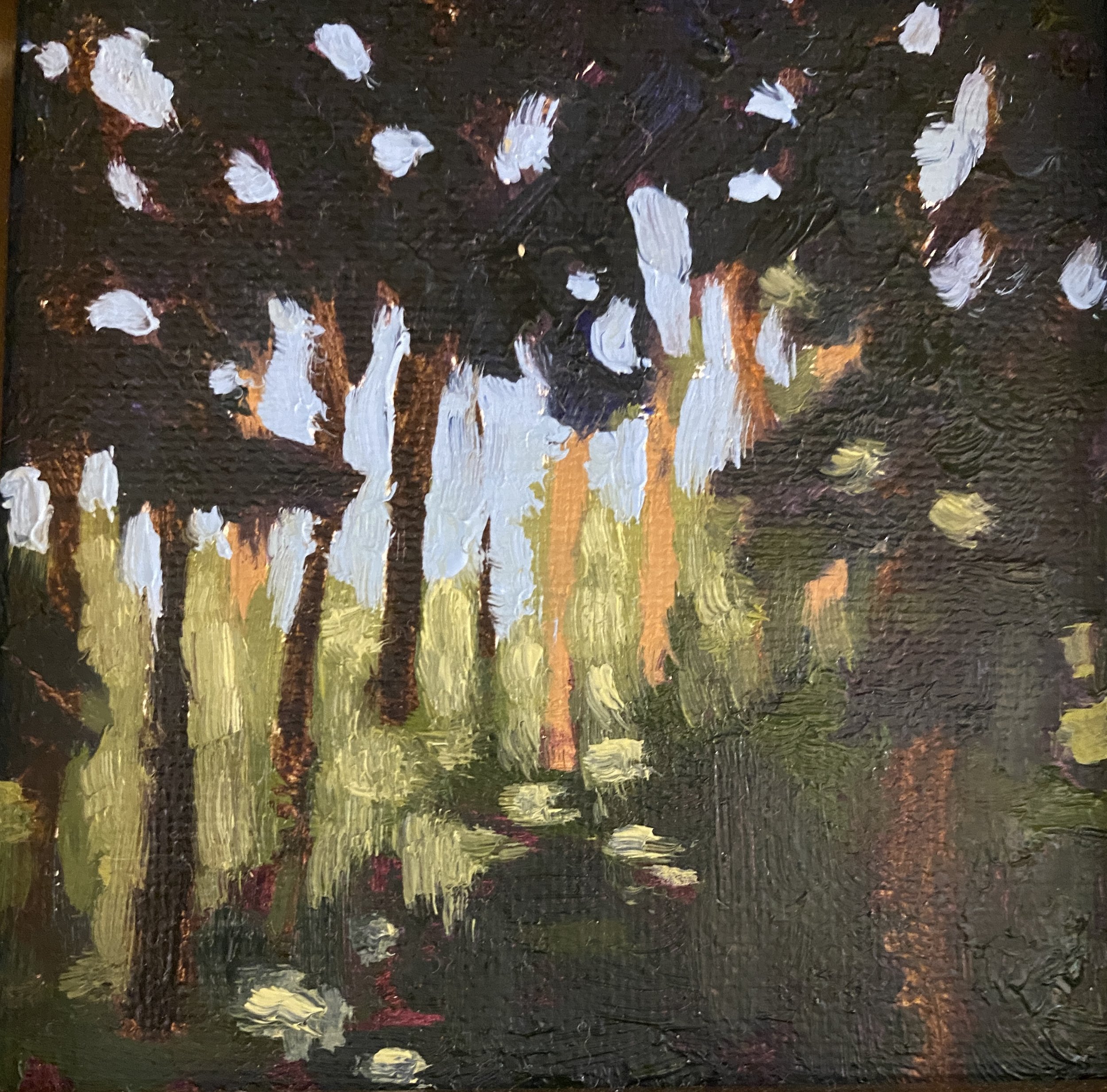 Light Study III, oil on panel framed 4"x4" $250