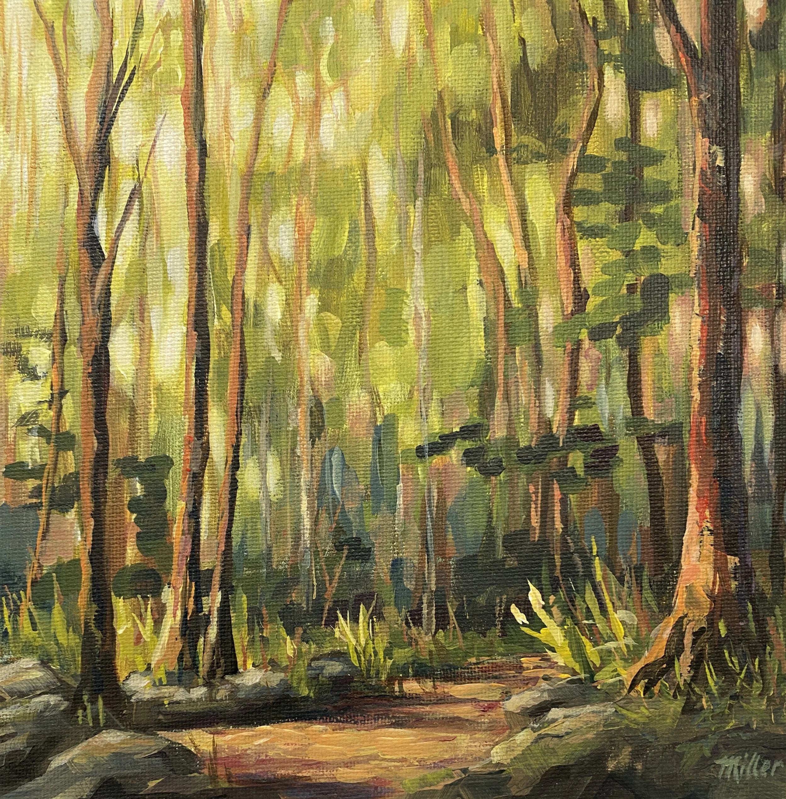 The Quiet Path, Acrylic on canvas board, framed $300