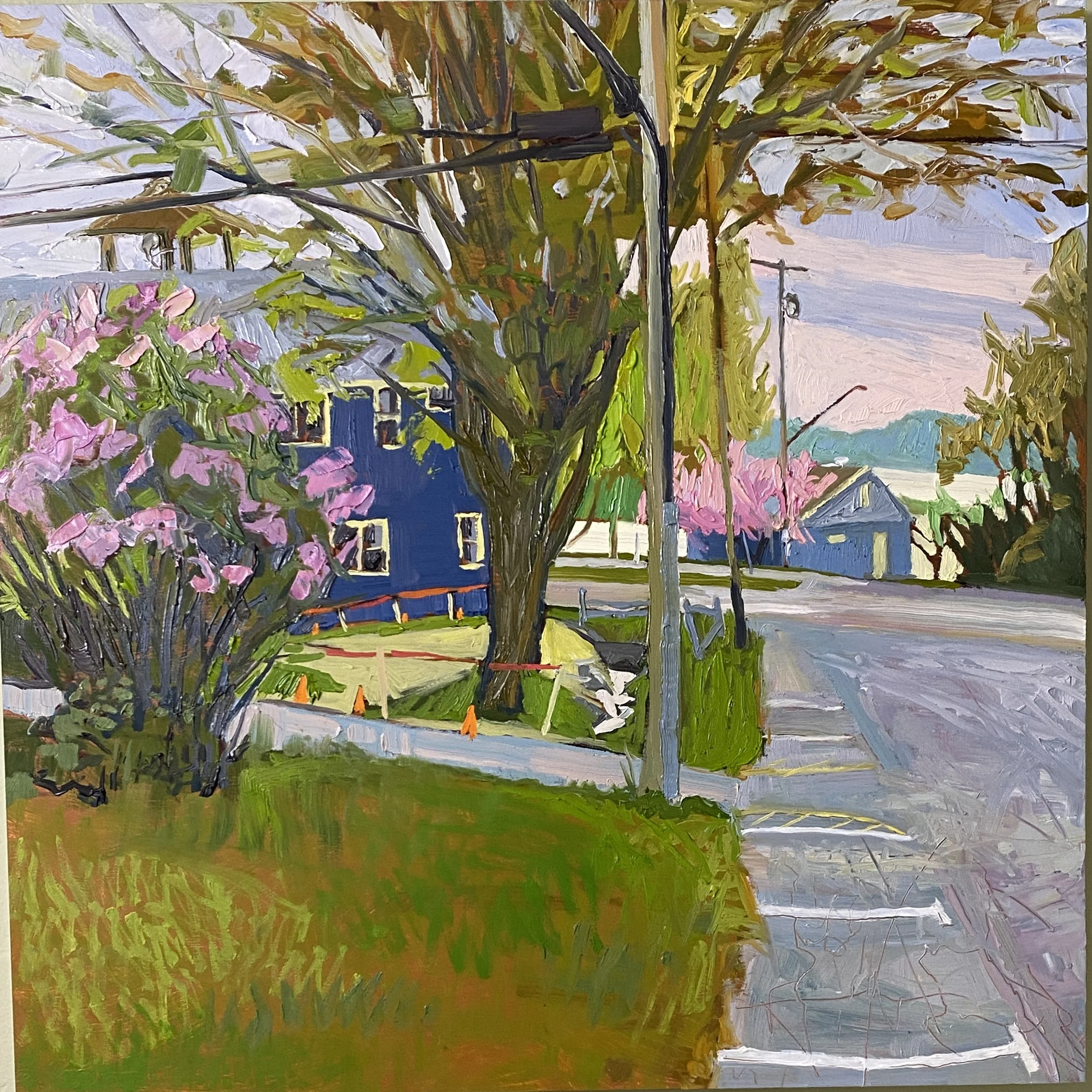 Jefferson Street, plein air oil on panel, framed 16x16"
$600