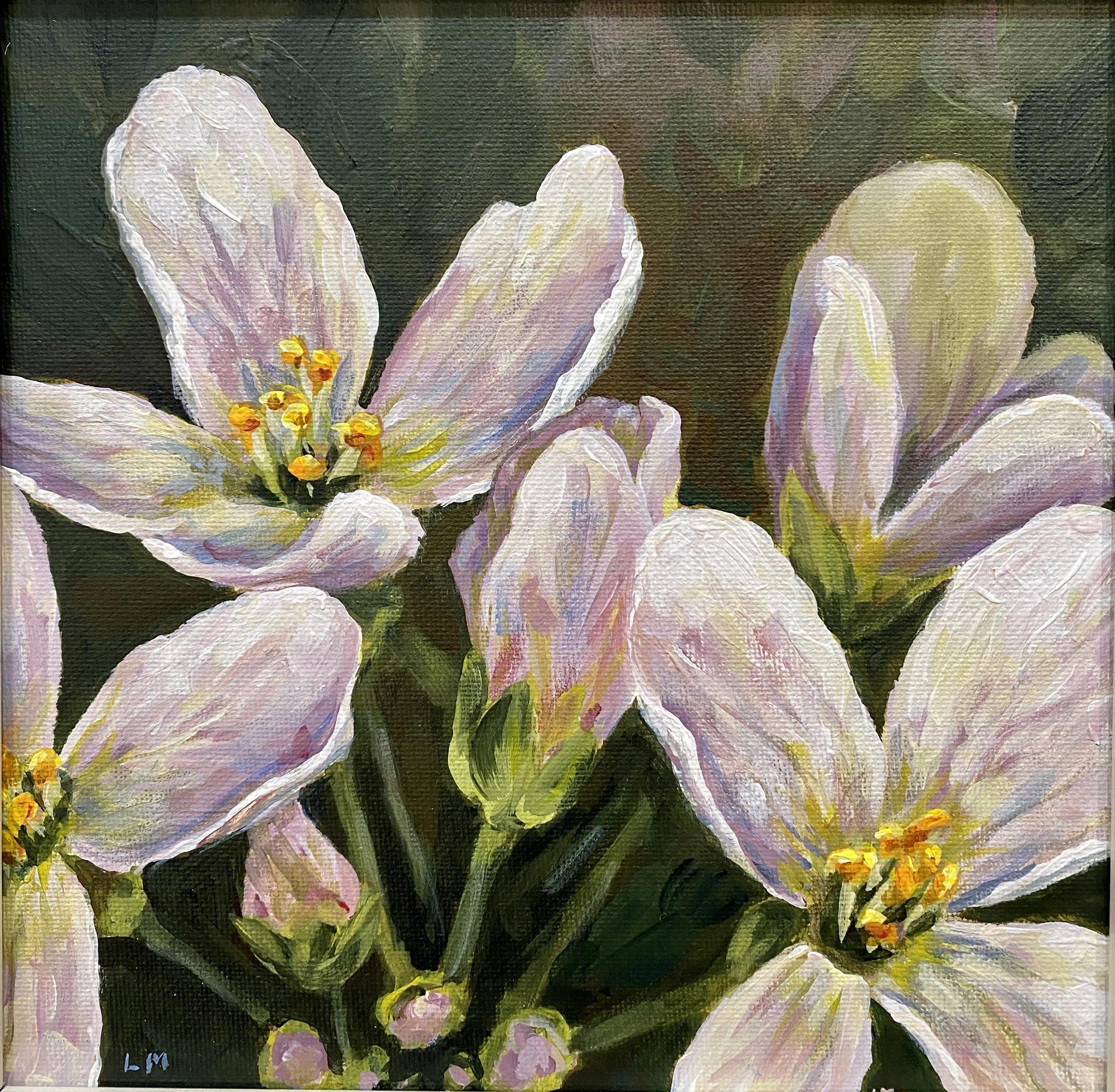 Soft petals, acrylic framed $170