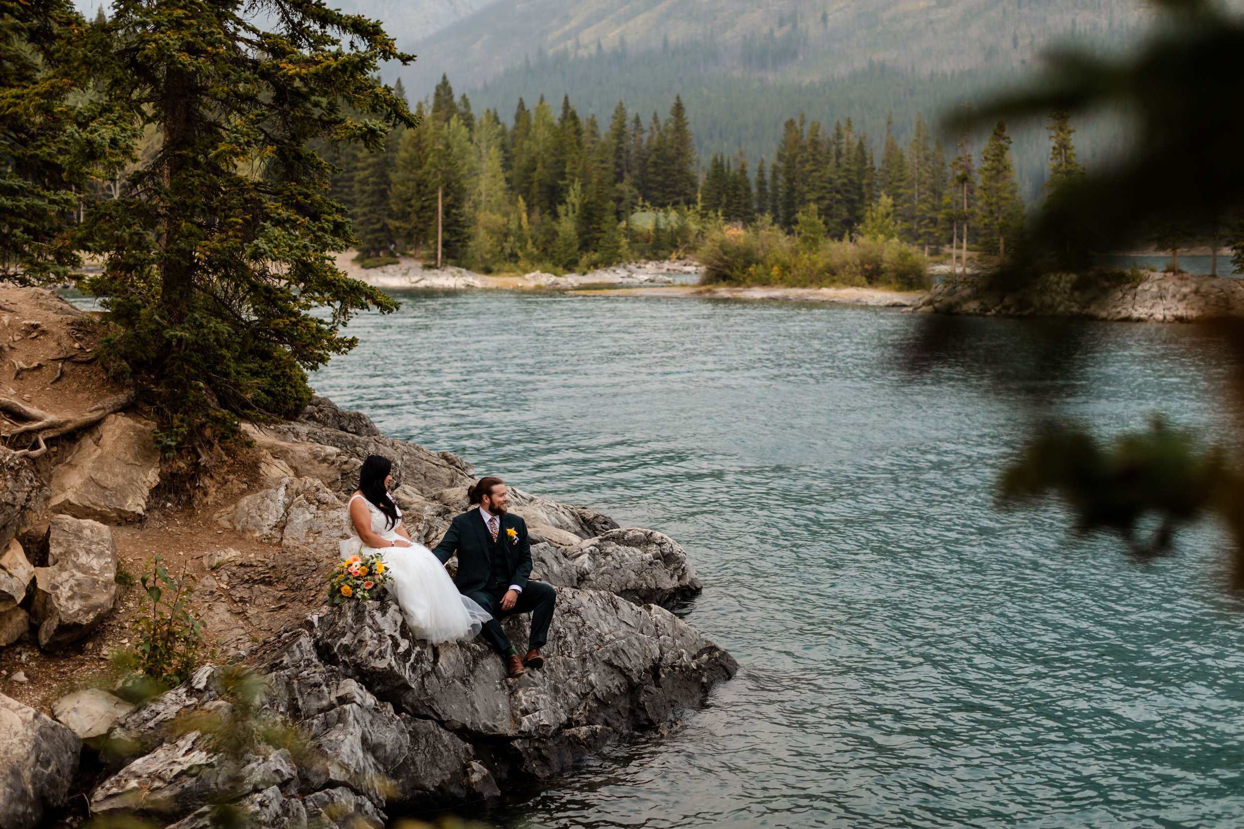  Lake Minnewanka Elopement, Banff Wedding Photographer 