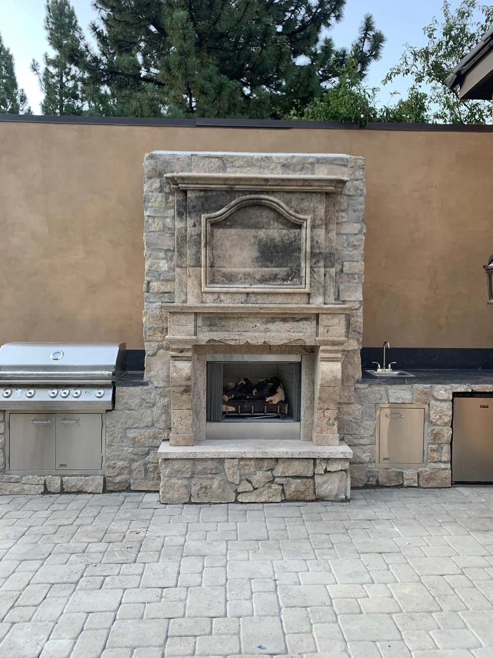 Paver Patio Outdoor Fireplace Irrigation System Landscaping Carson City Spanish Springs Nv Antonucci Lawn Garden