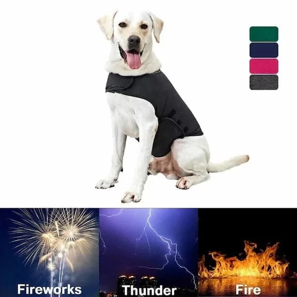 Dog anxiety vest for calming stress during fireworks and thunderstorms, breathable adjustable anti-anxiety jacket for dogs XS to XL