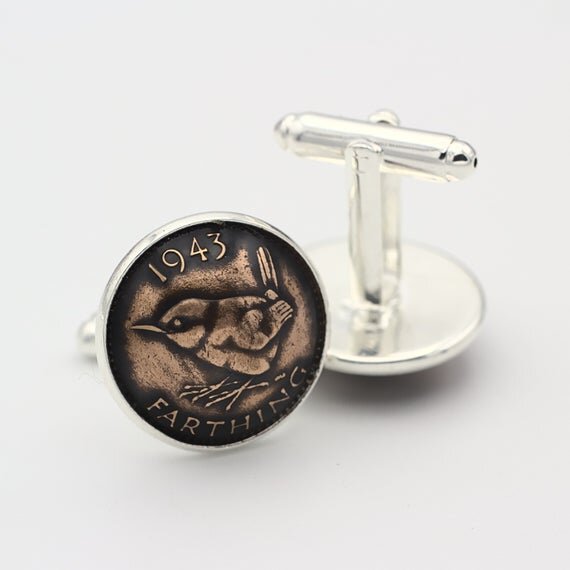 farthing cufflinks, copper cufflinks, coin cufflinks, british cufflinks