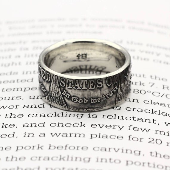 morgan dollar coin ring, silver dollar ring, american coin ring
