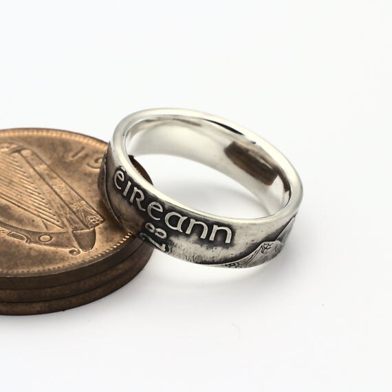 irish coin ring, irish harp ring, eire eireann saorstat