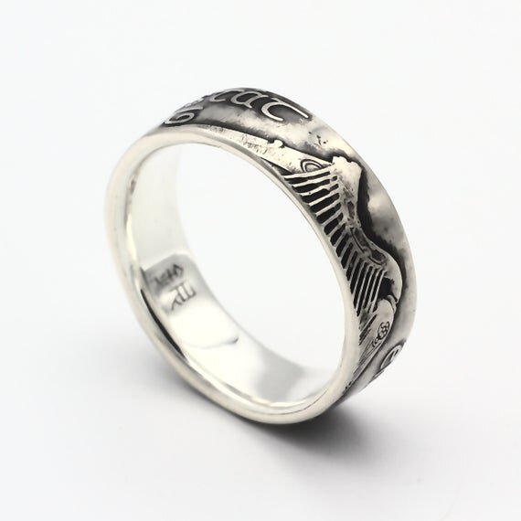 irish coin ring, irish harp ring, eire eireann saorstat