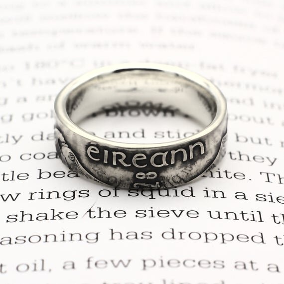 irish coin ring, irish harp ring, eire eireann saorstat
