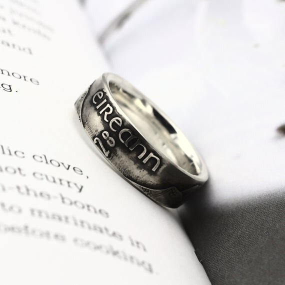 irish coin ring, irish harp ring, eire eireann saorstat