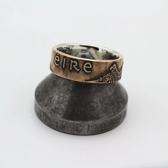 irish penny ring, irish coin ring, sterling silver ring, eire ring
