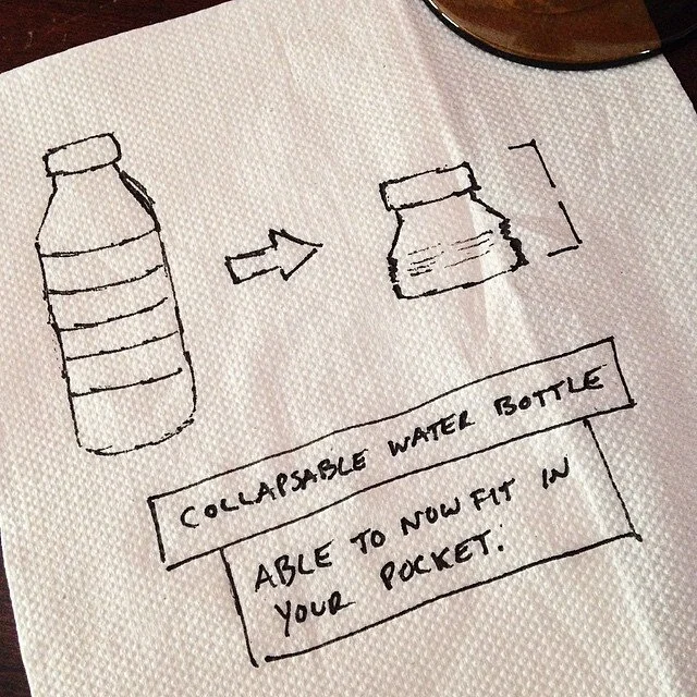 Never worry about buying a $10 bottle of water once going through airport security again! Just fill up at a water fountain. #napkininventions