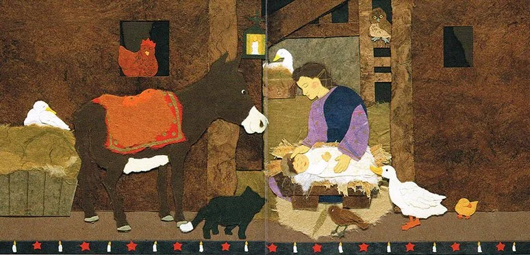a christmas gift in the stable little donkey - spread-.jpg