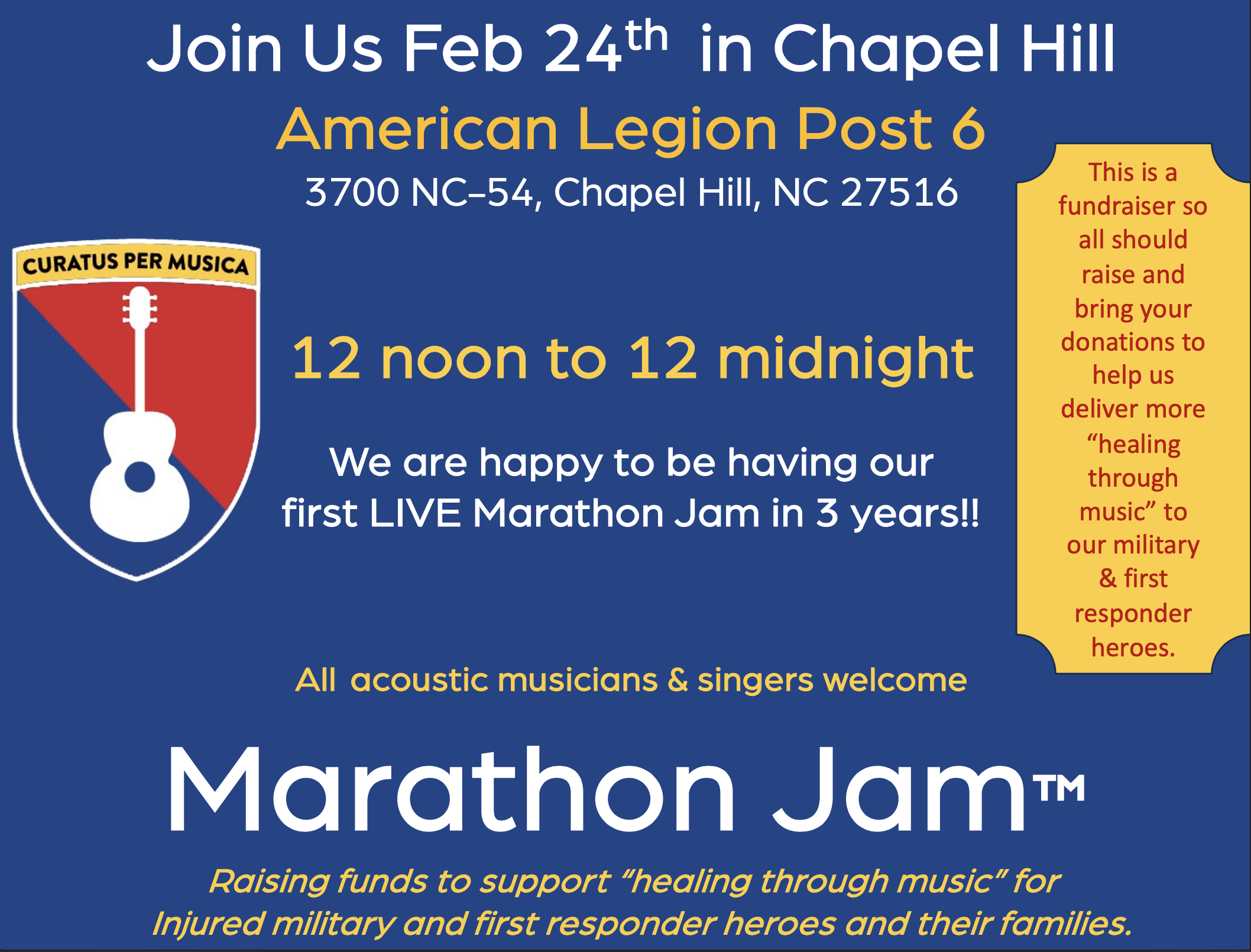 Marathon Jam is back after 3 years: join us in Chapel Hill on February 24, 2024!