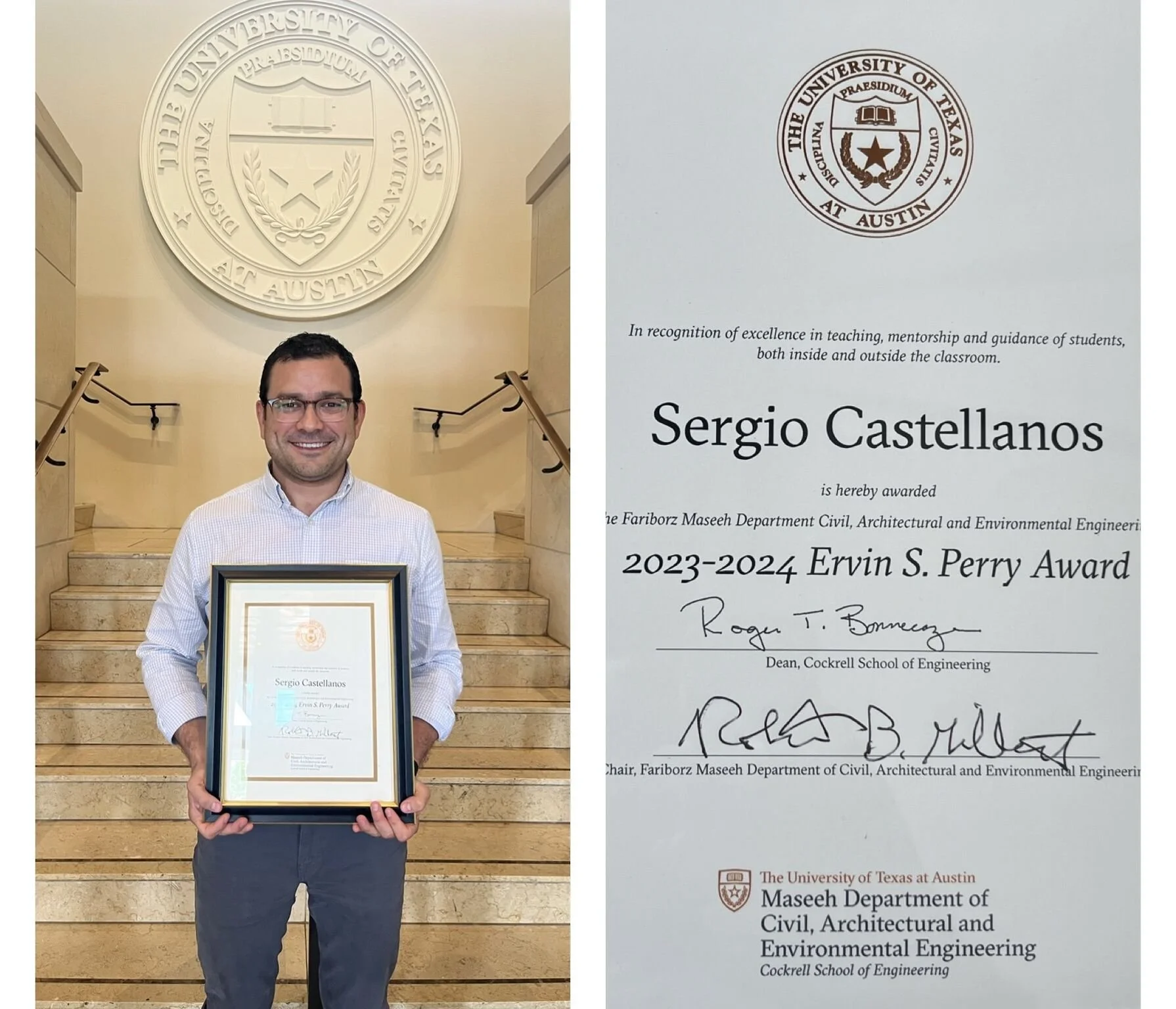 Sergio Castellanos Receives Student Appreciation Award