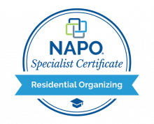 NAPO Specialist Certificate badge for residential organizing