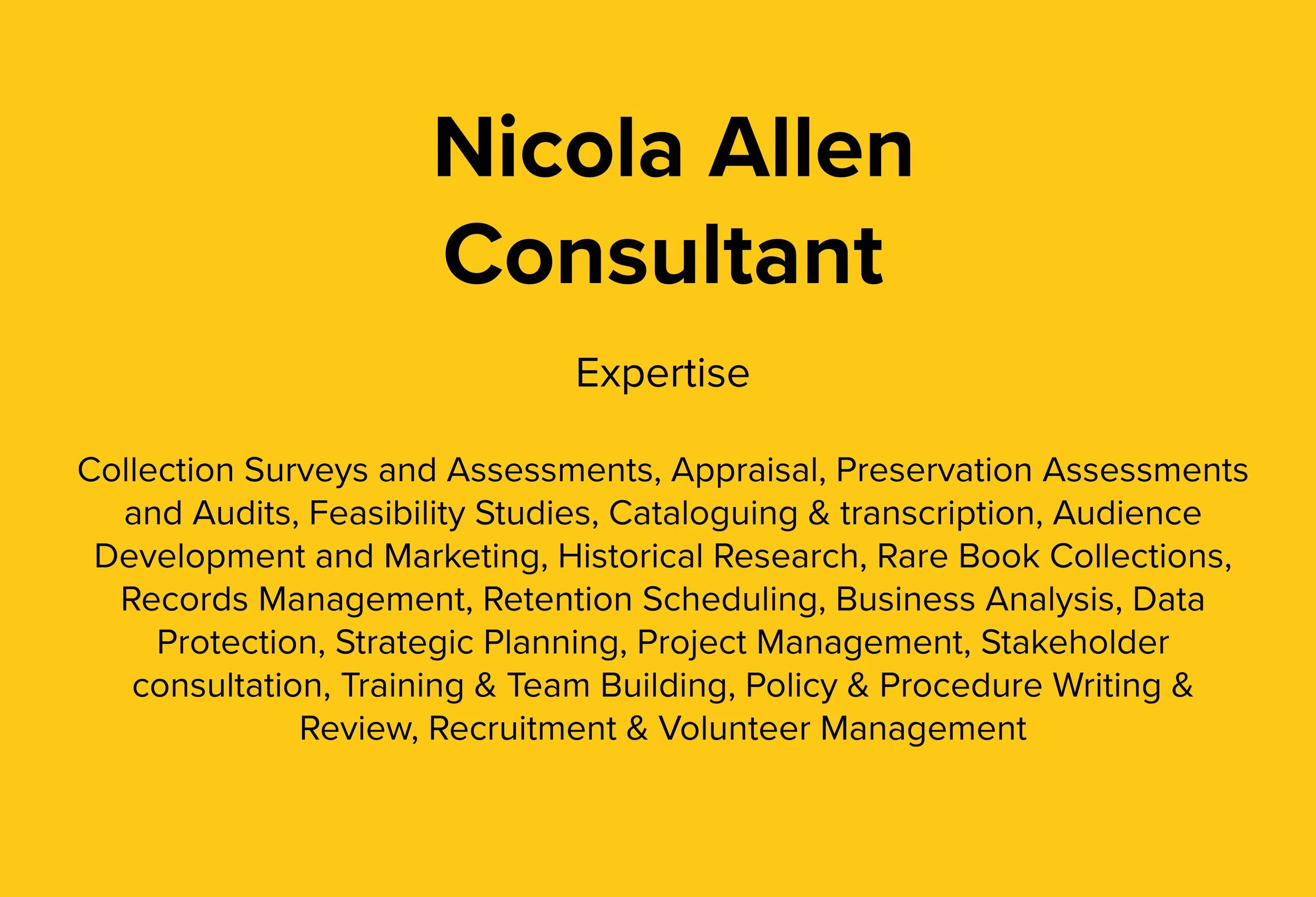 Nicola Allen - Freelance Consultant