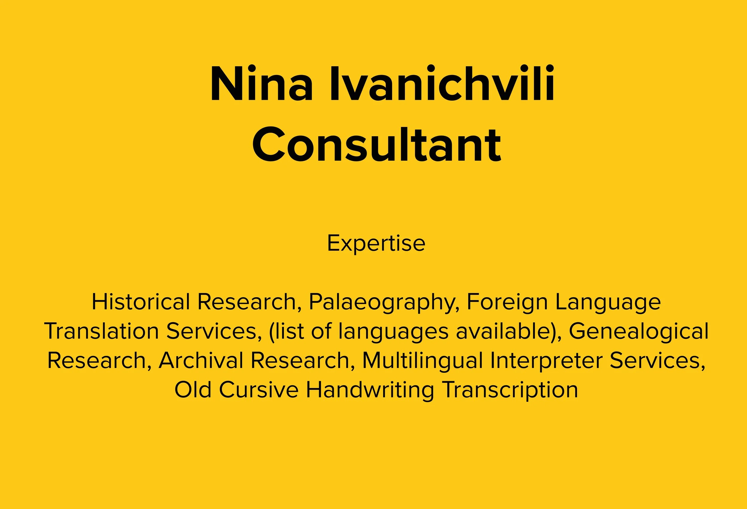 Nina Ivanichvili - Freelance Consultant