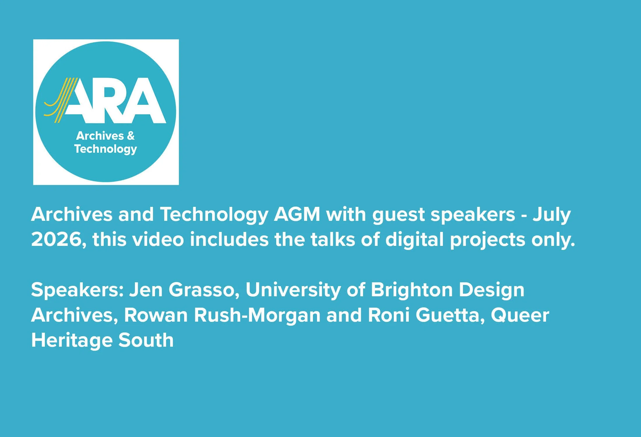 Section for Archives &amp; Technology Annual Review Meeting - these talks are about the digital projects only