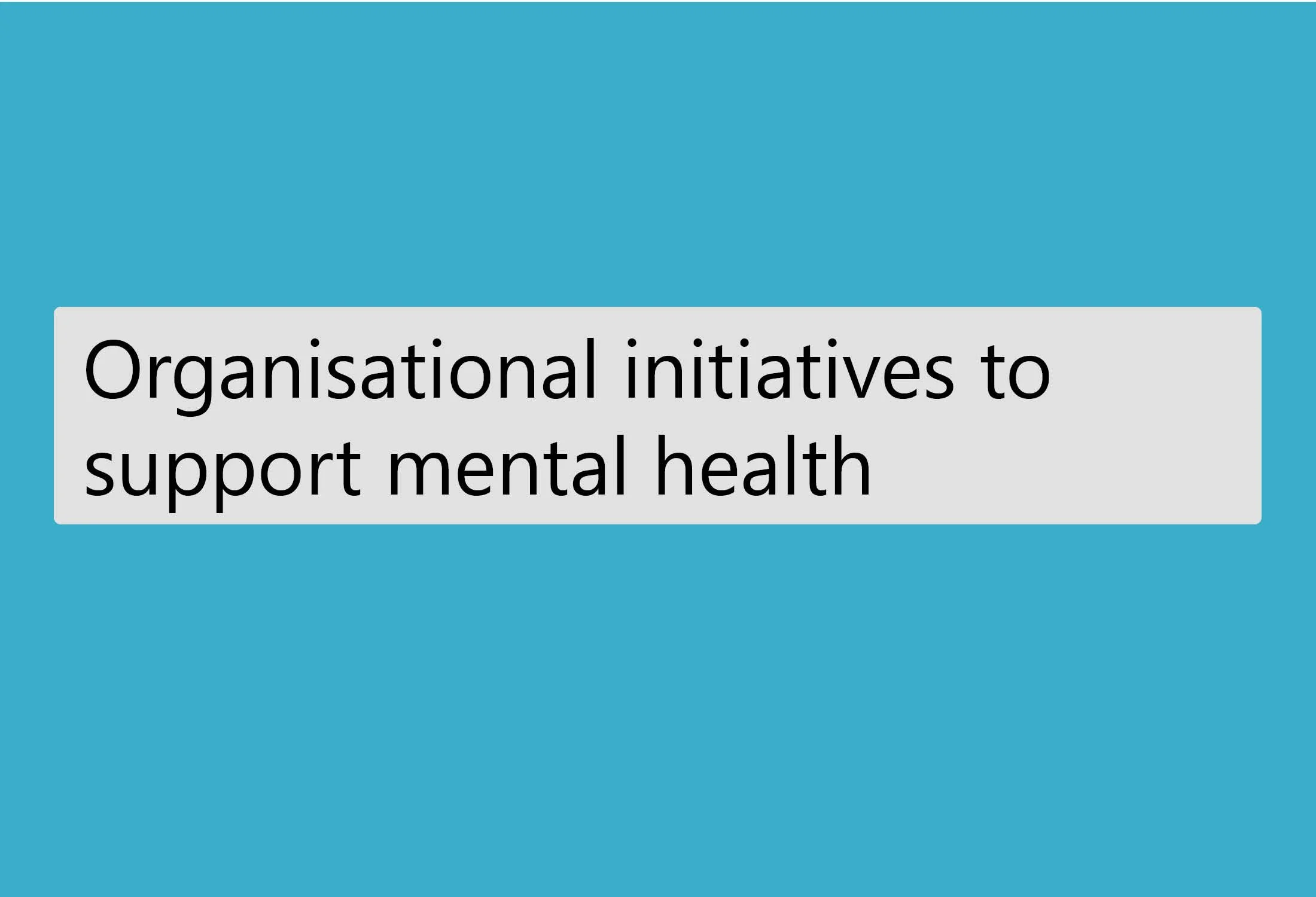 Organisational Initiatives to Support Mental Health