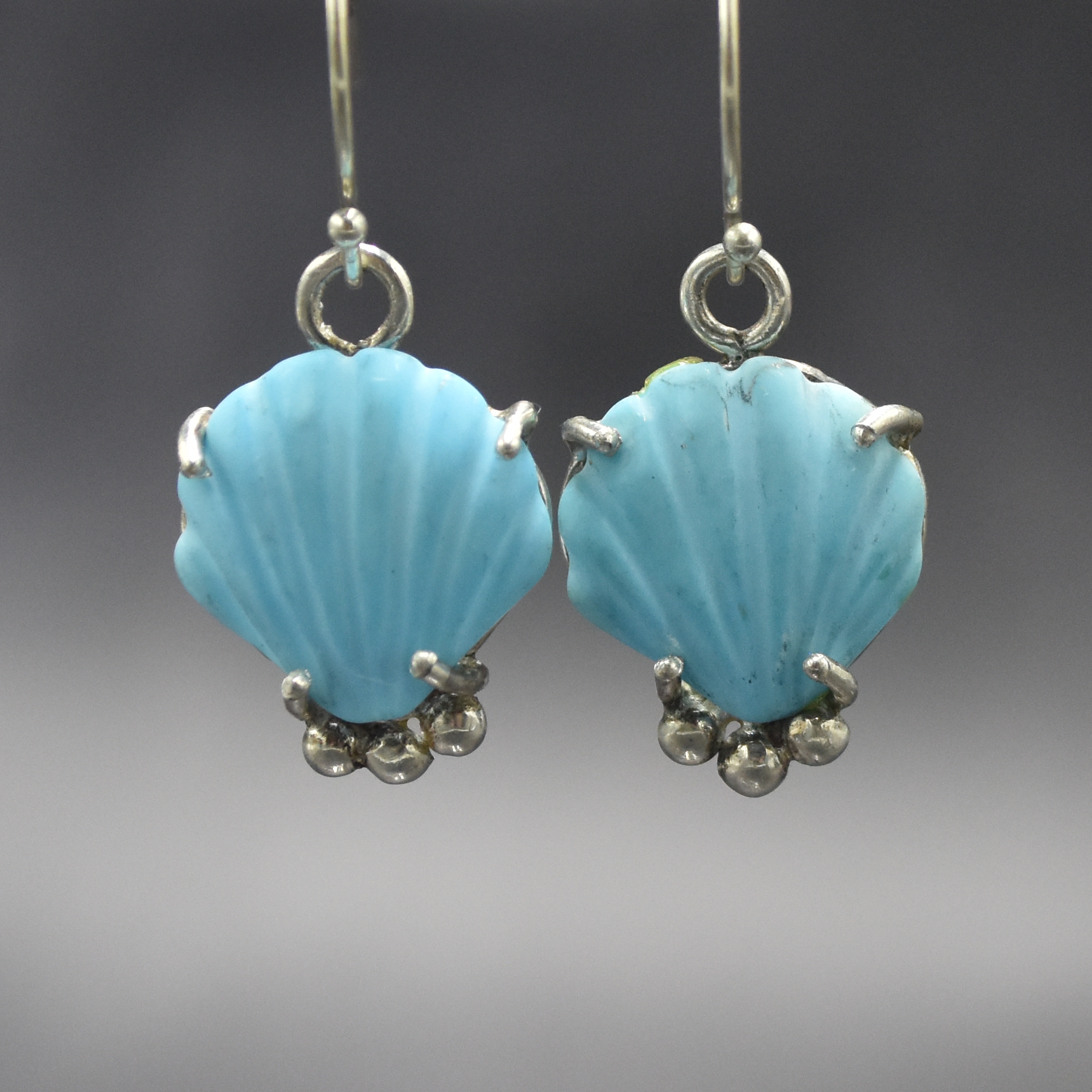 Carved Turquoise Shell Earrings